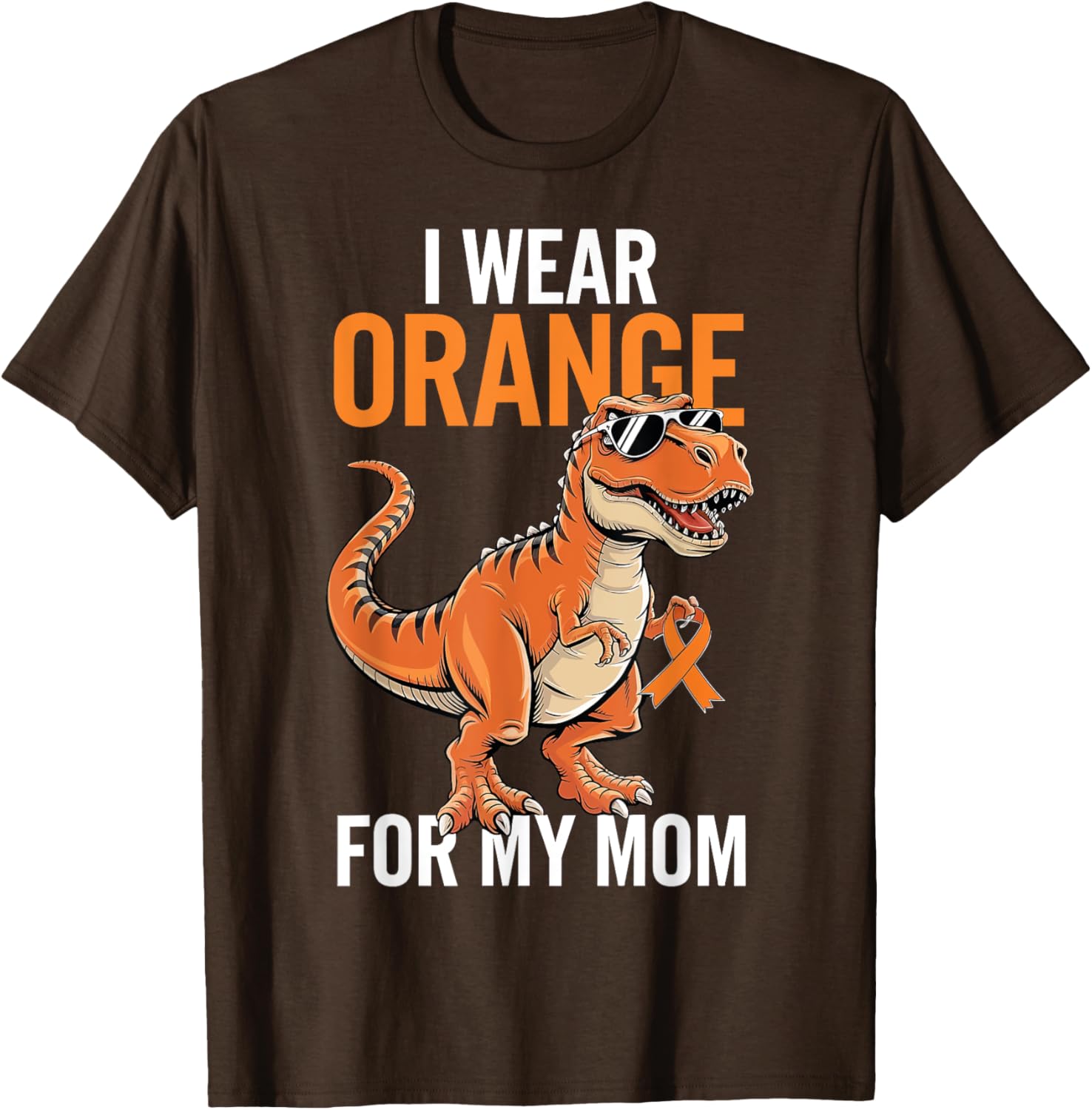 I Wear Orange For Mom Dinosaur MS Awareness T-Shirt for Supportive Families - 4