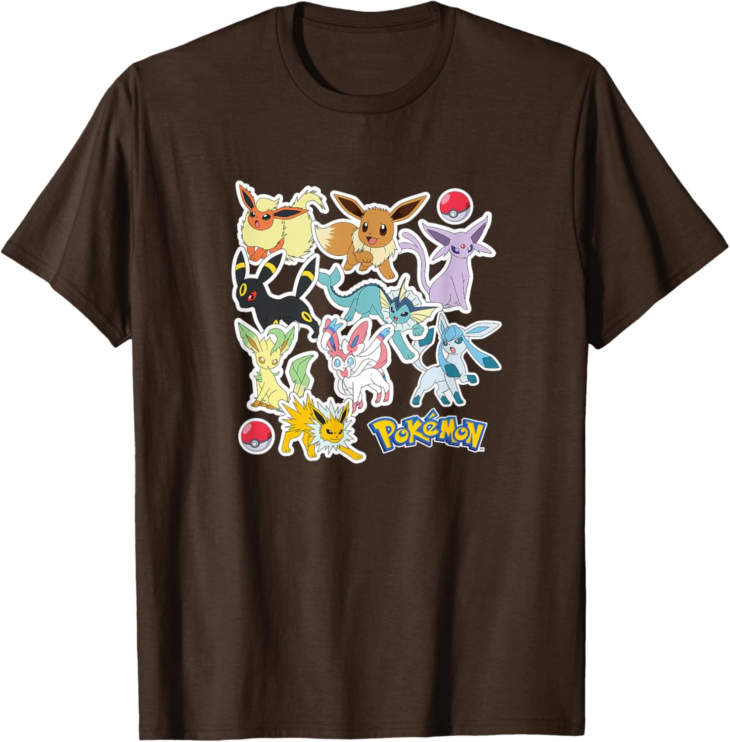 Eevee and Eeveelution Stickers T-Shirt for Pokémon Fans - Cool Apparel - 5
