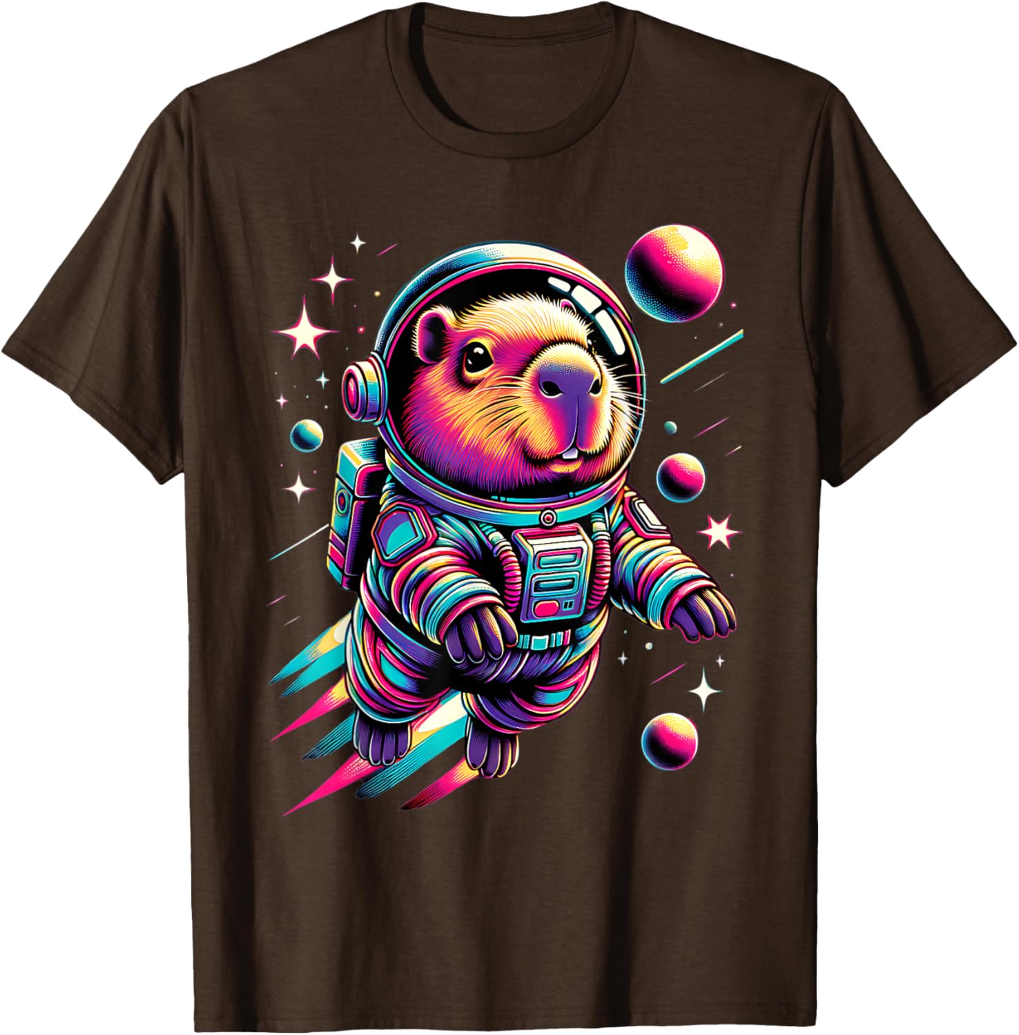 Adorable Space Capybara Astronaut T-Shirt for Animal Lovers - 16