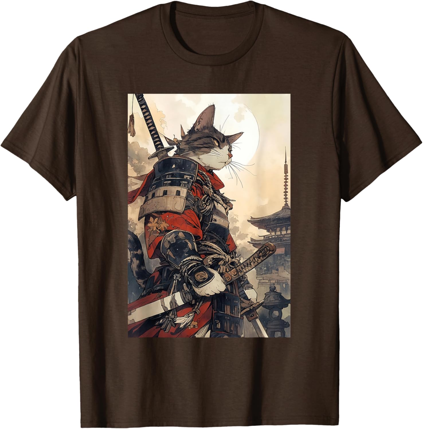Samurai Cat Graphic Tee Vintage Japanese Art for Men, Women, Kids - 16