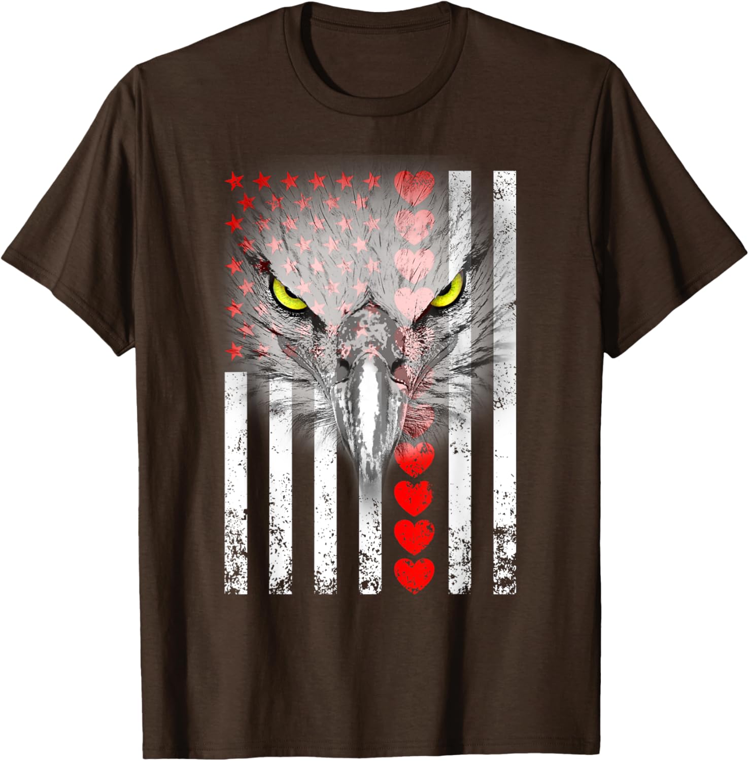 Happy Valentine's Day Eagle T-Shirt for Animal Lovers with Hearts & Flag - 3