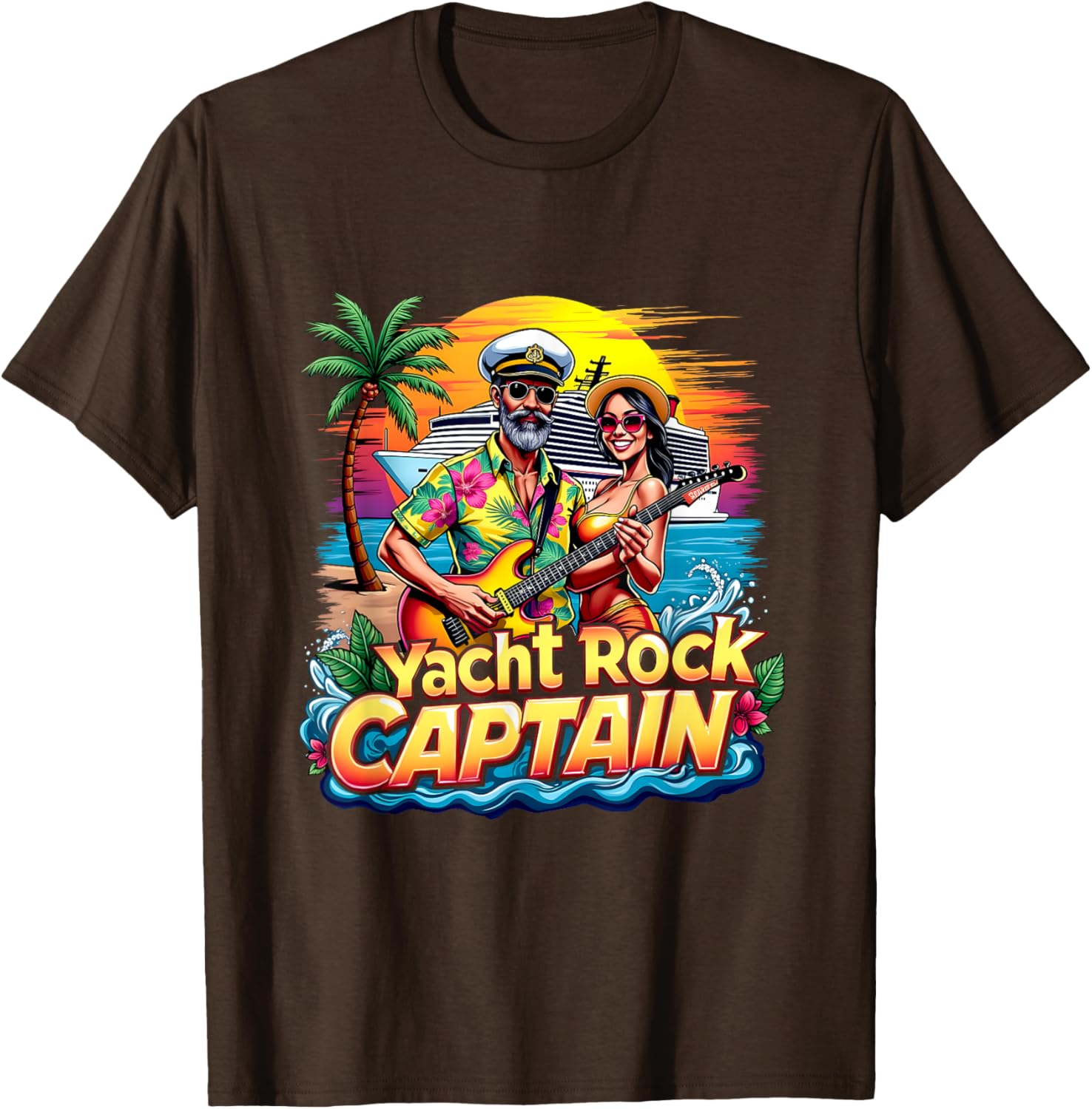 Retro Yacht Rock Captain Tropical Cruise Squad T-Shirt for Fun Parties - 5