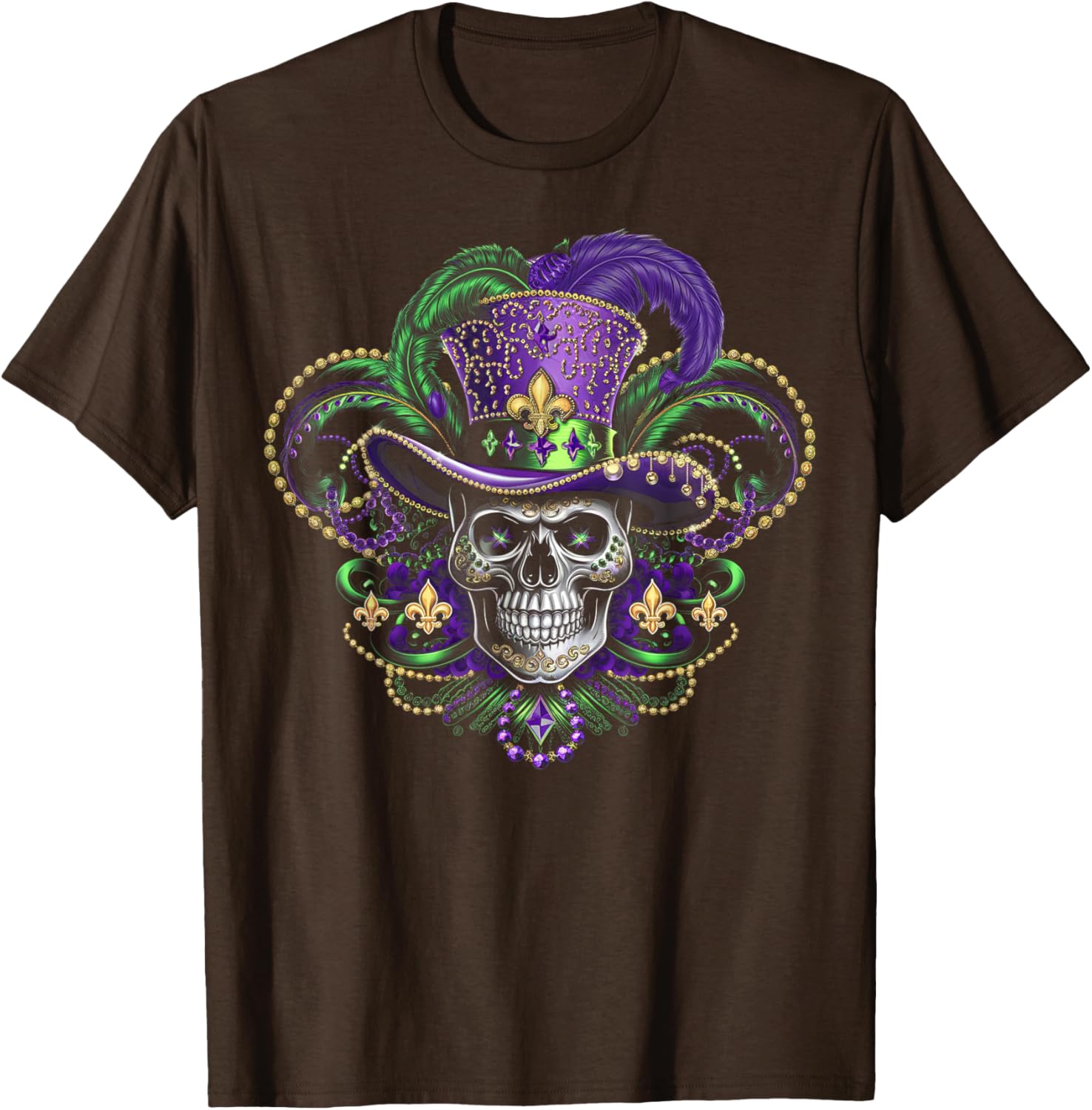 Vibrant Sugar Skull Witch T-Shirt for Mardi Gras and Halloween Fun - 10
