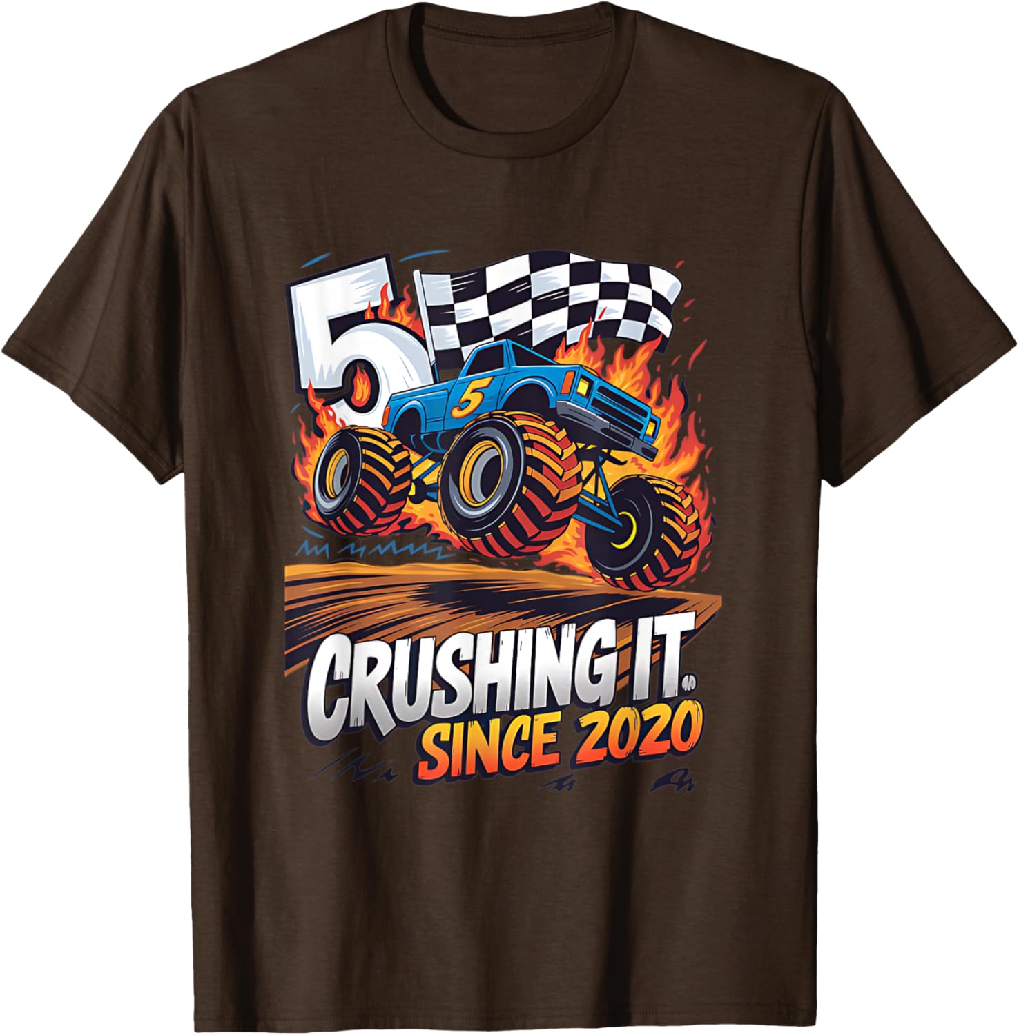 5th Birthday Kids Monster Truck T-Shirt Crushing It Since 2020 - 15
