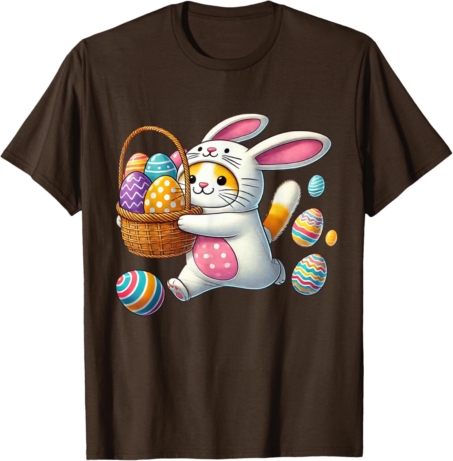 Funny Easter Orange Cat Bunny Ears T-Shirt for Kids Boys and Girls - 13