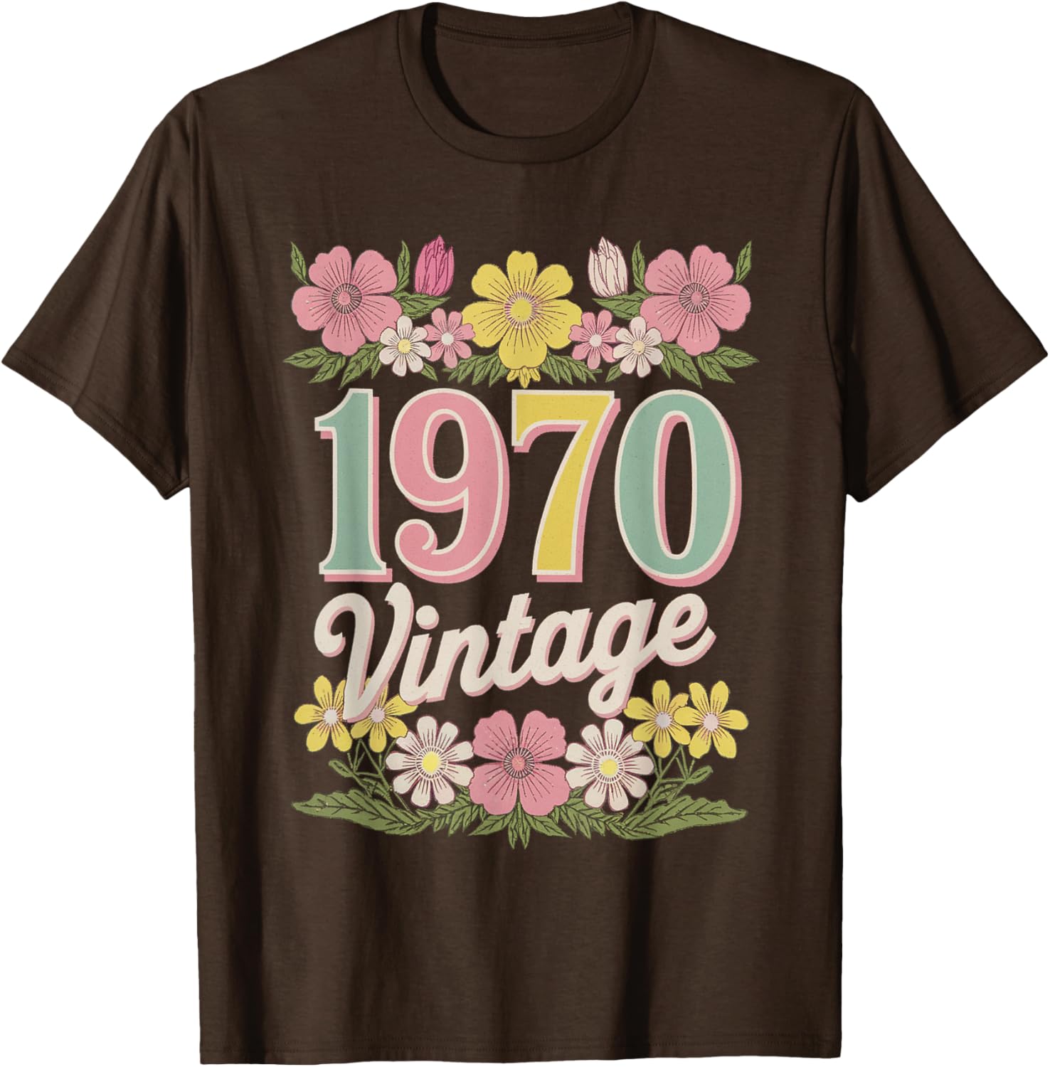 Vintage 1970 Retro Flower Birthday T-Shirt for Daughters and Women - 24