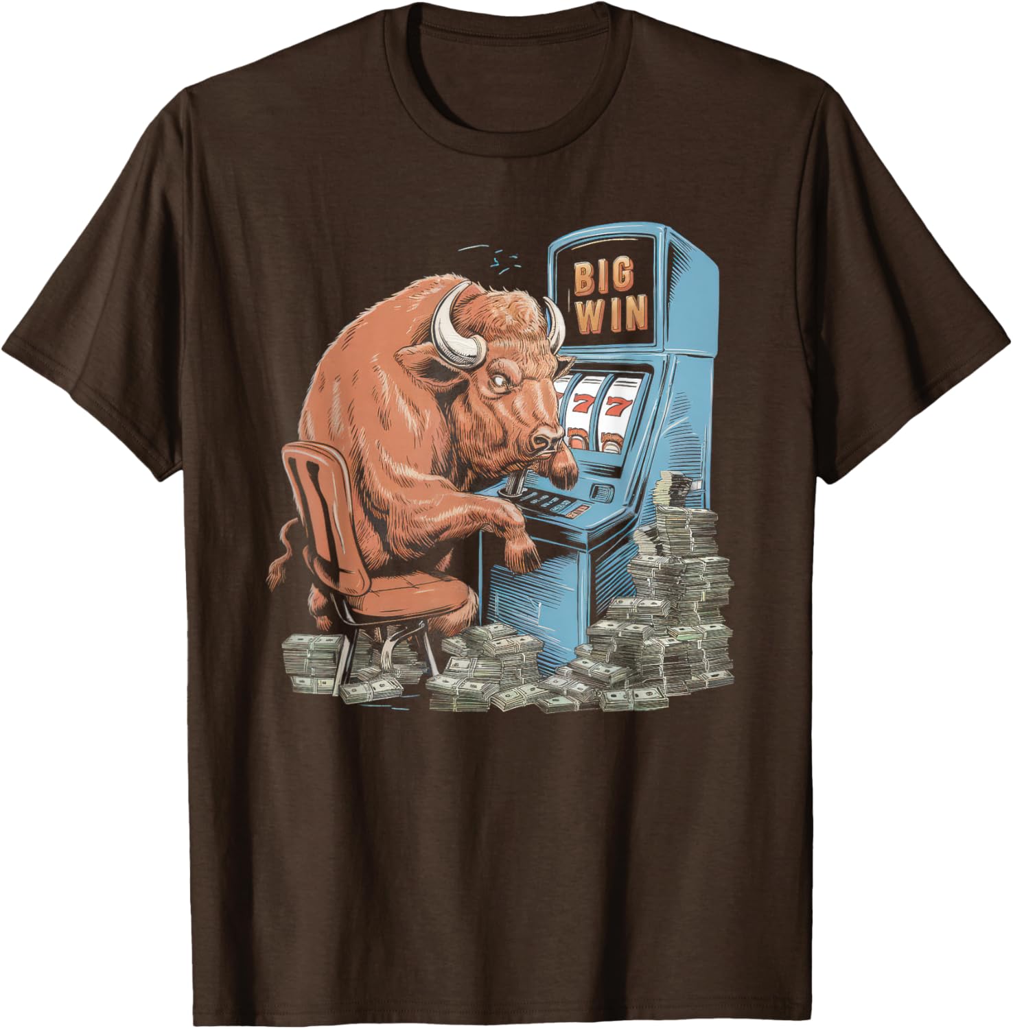 Lucky Buffalo Casino Slot Machine T-Shirt for Gamblers and Slots Fans - 15