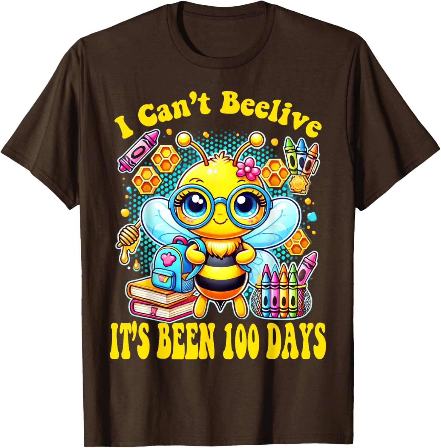 Funny Bee 100 Days of School T-Shirt for Kids - Perfect Milestone Outfit - 6