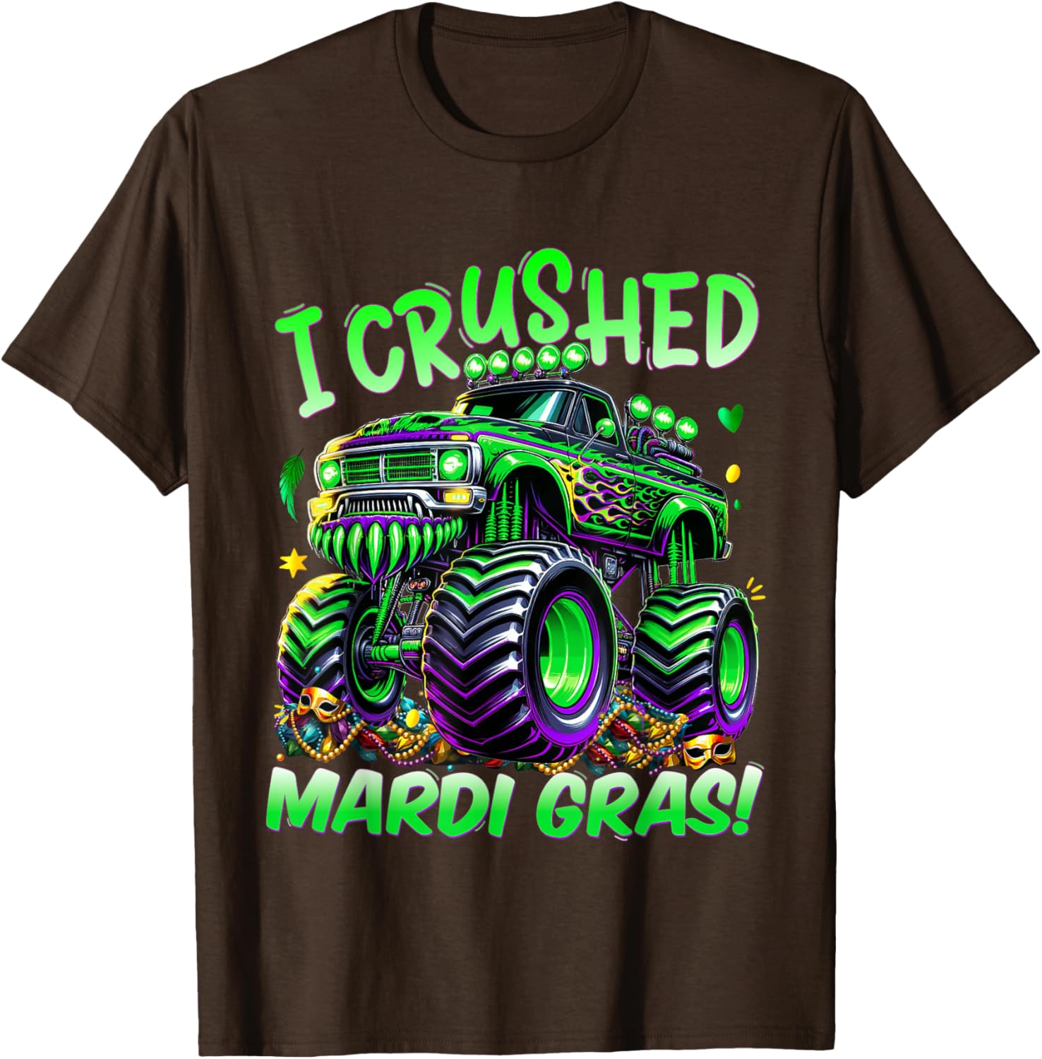I Crushed Mardi Gras Monster Truck Tee for Boys and Kids Fun Shirt - 1