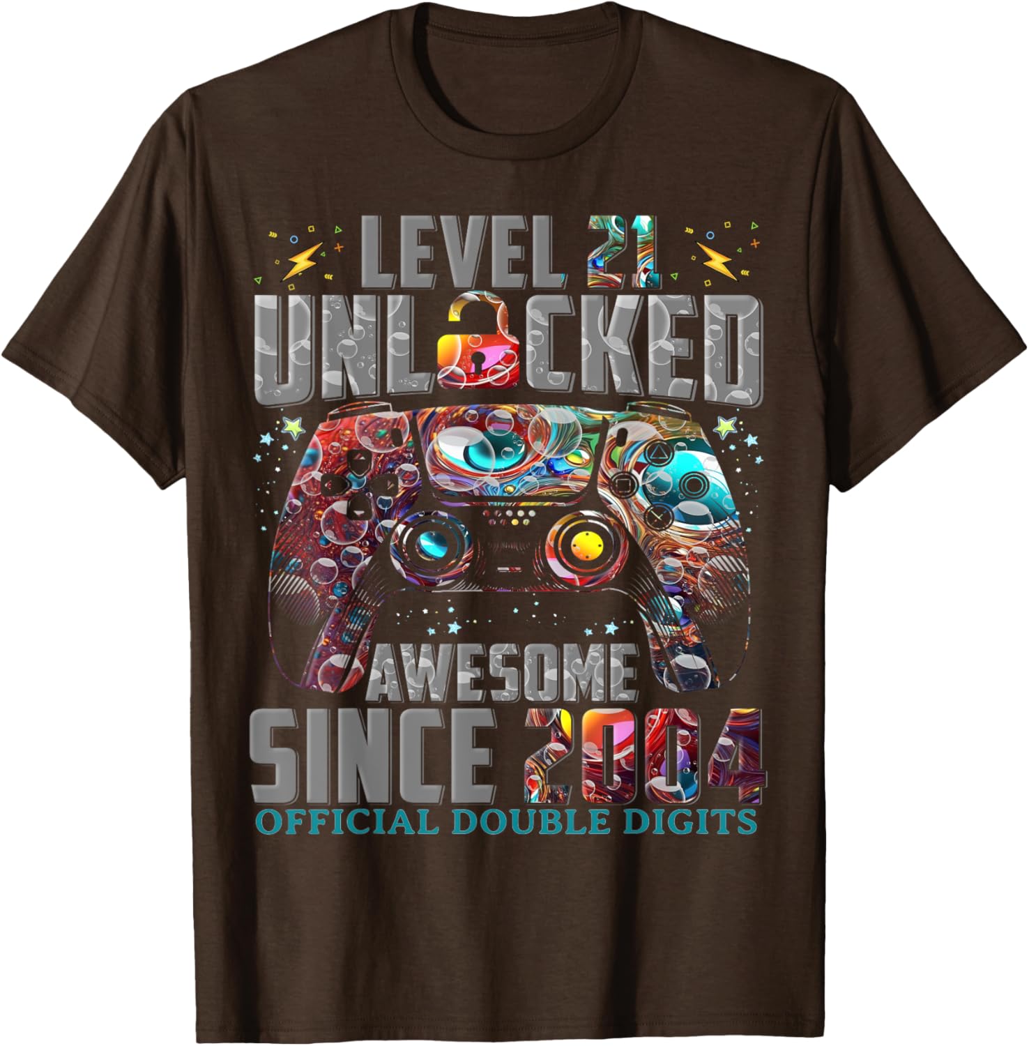Level 21 Unlocked Gaming T-Shirt Awesome Since 2004 for 21st Birthday - 1