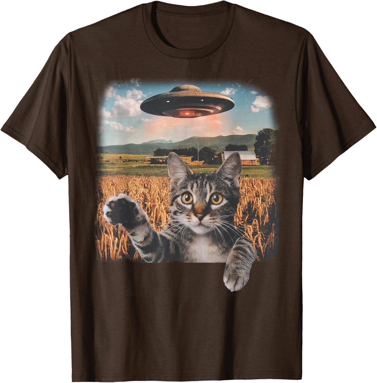 Cat Selfie with Alien UFO T-Shirt for Men, Women, and Kids - 6