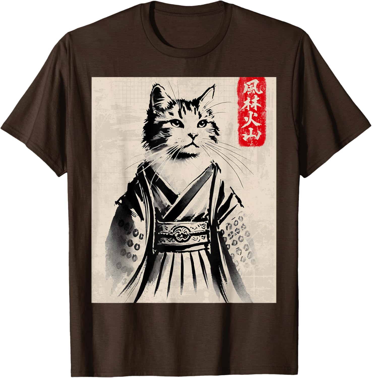 Samurai Cat Ukiyo-e Warrior Art T-Shirt for Cat Lovers and Art Fans - 2
