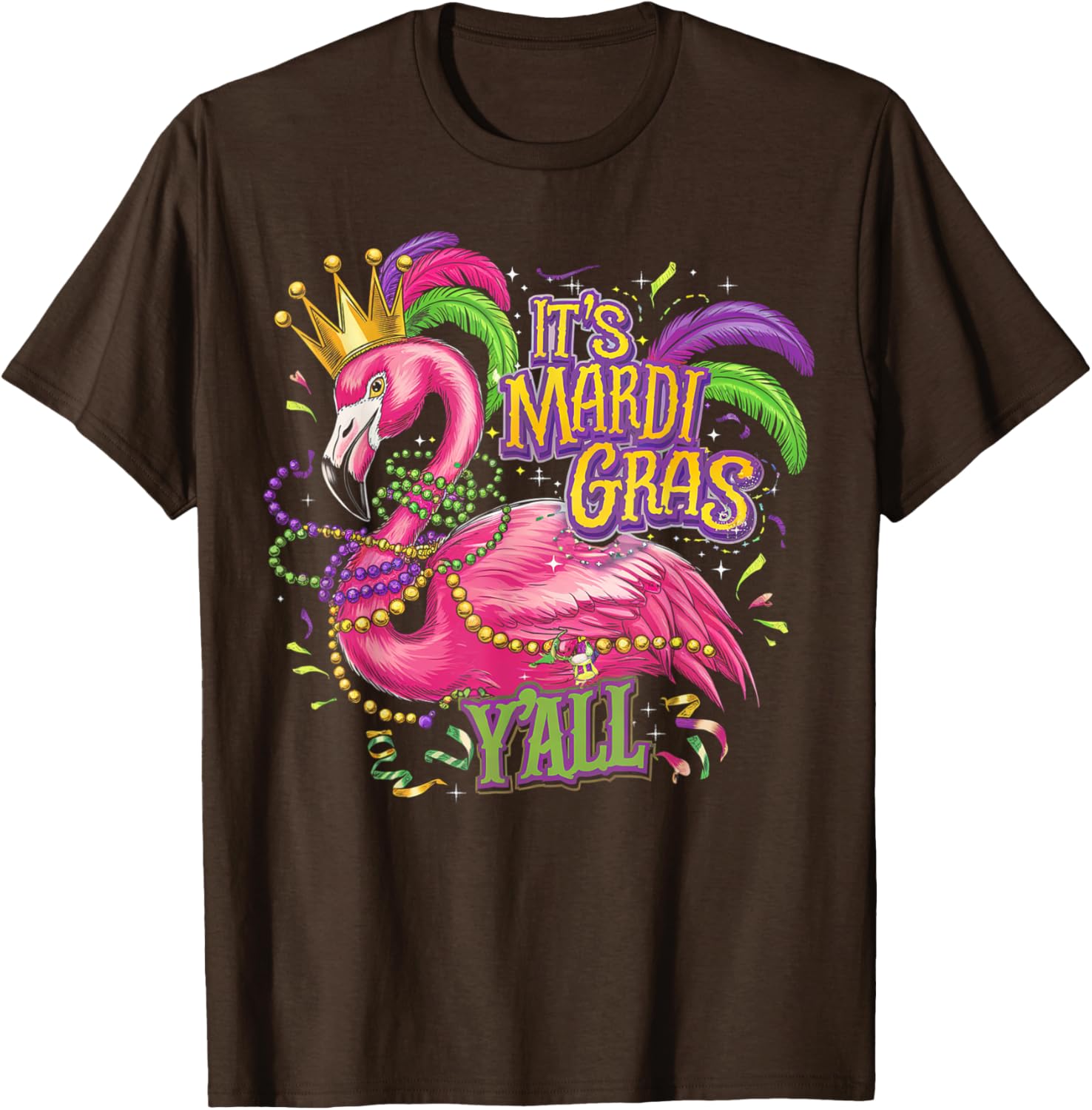 Mardi Gras Y'all Flamingo Costume T-Shirt for Fun Celebrations - 4