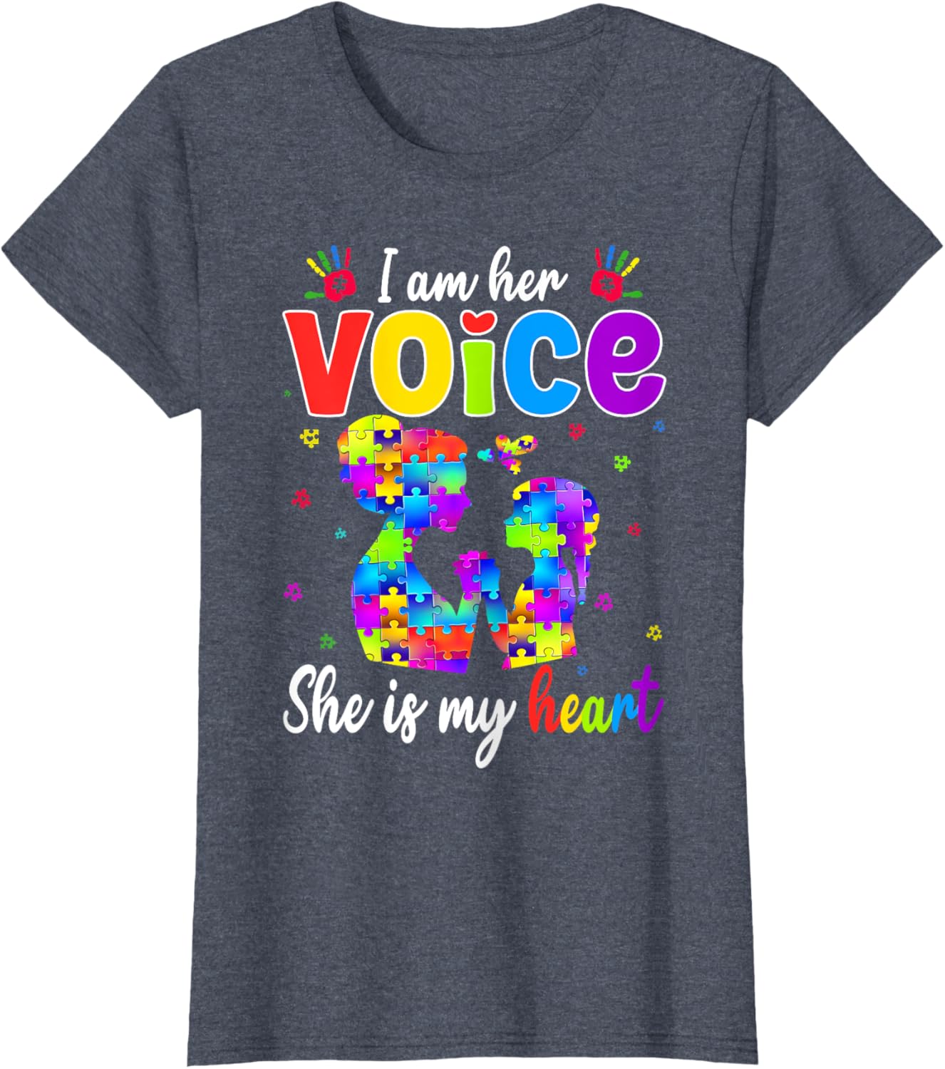 Autism Mom I'm Her Voice She Is My Heart T-Shirt for Proud Mothers - 10