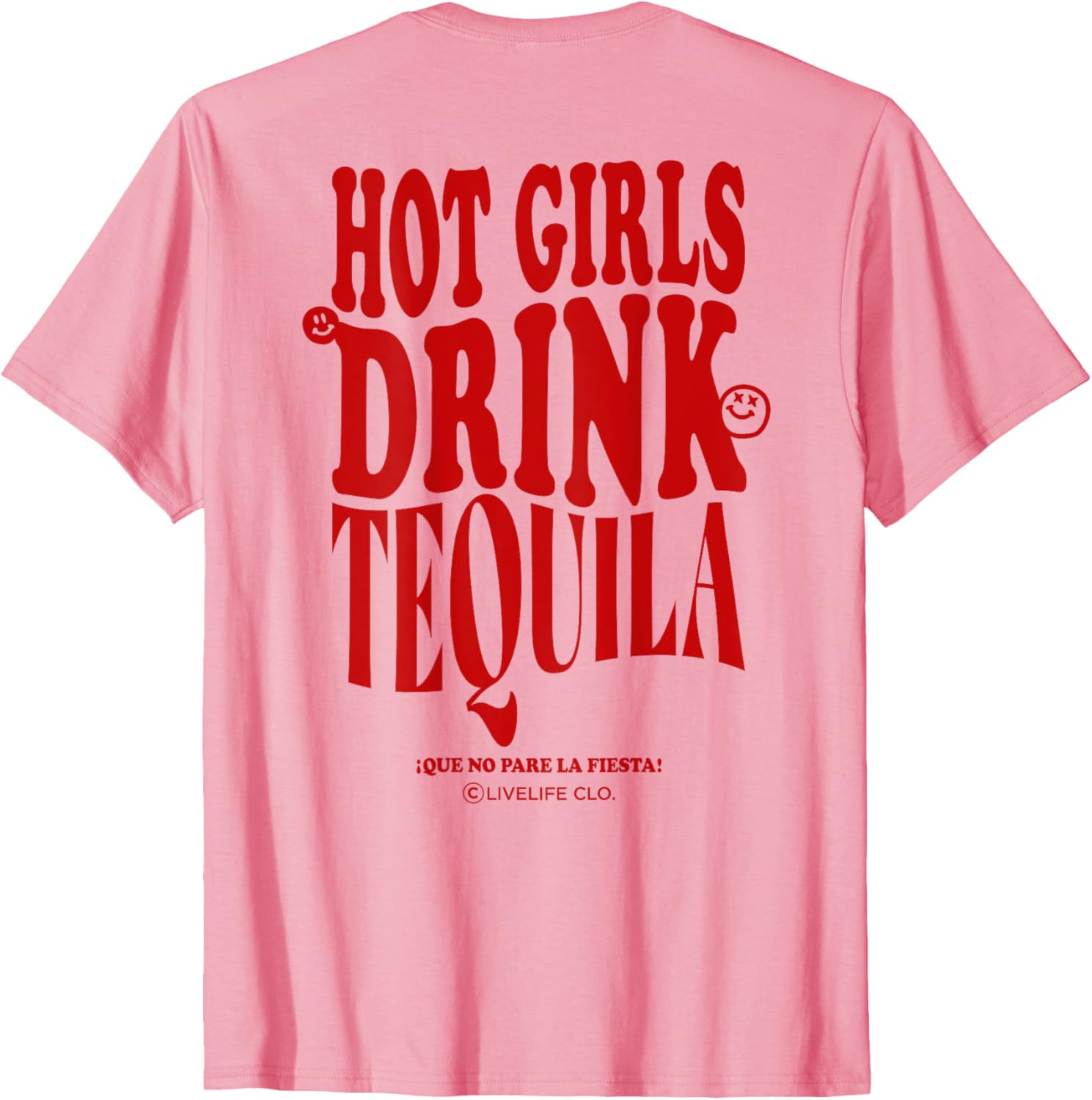 Hot Girls Drink Tequila JGA Party Backprint T-Shirt for Fun Celebrations - 5