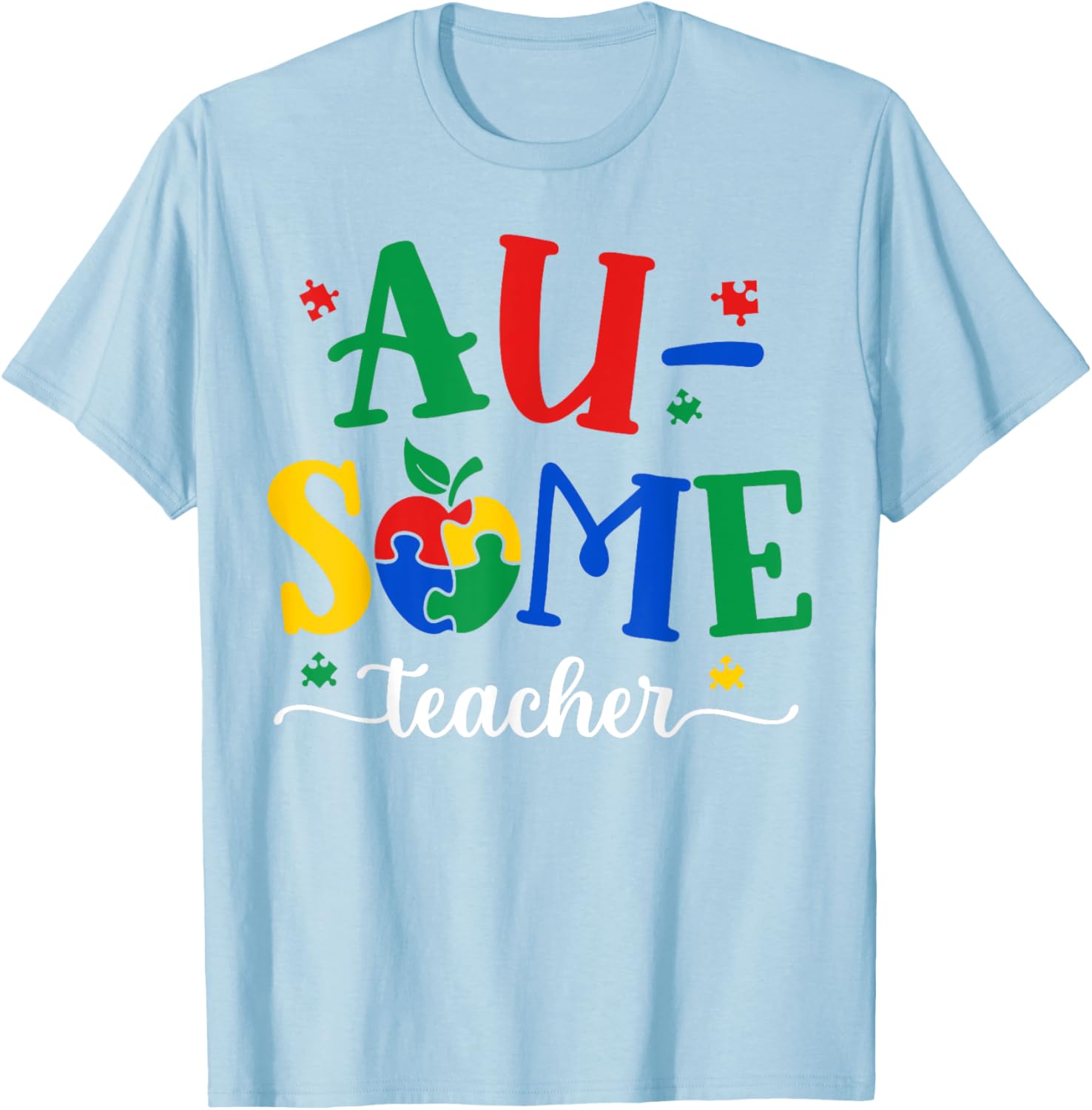 Funny Awesome Teacher Autism Awareness Month Puzzle Pieces T-Shirt - 9