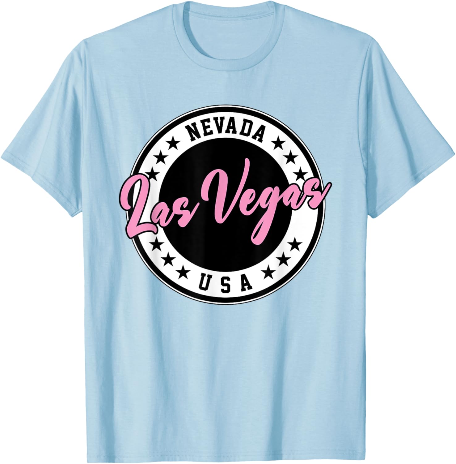 Las Vegas Nevada Pink Script Circle T-Shirt for Fun Fashion Lovers - 1