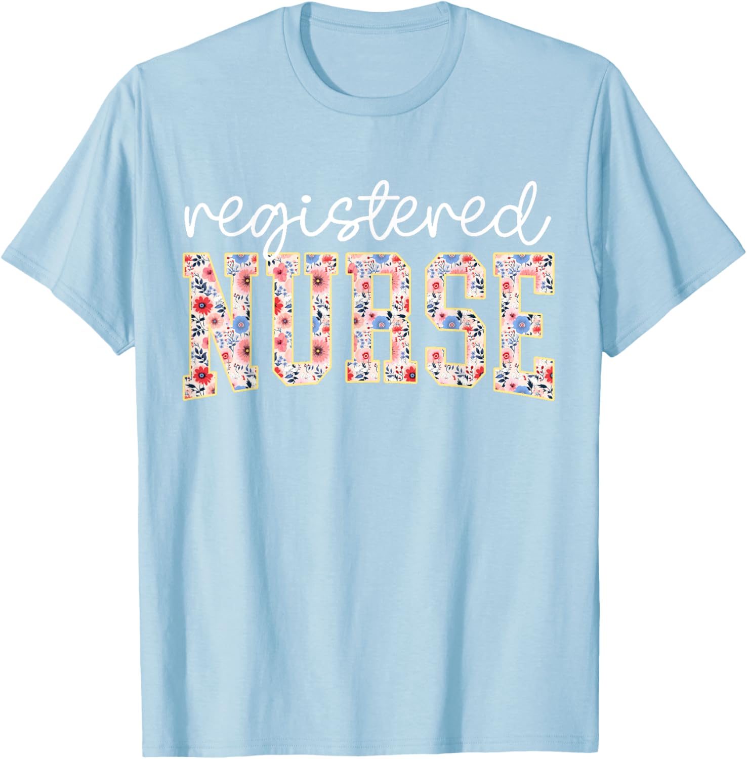 Floral Print RN Nurse T-Shirt for Women - Perfect for Nursing School - 3