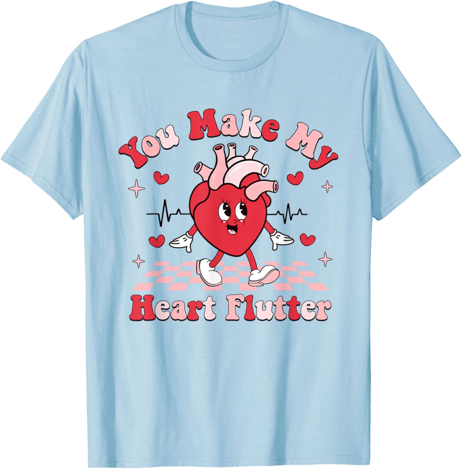 Cardiac Nurse Valentine T-Shirt You Make My Heart Flutter Gift - 5