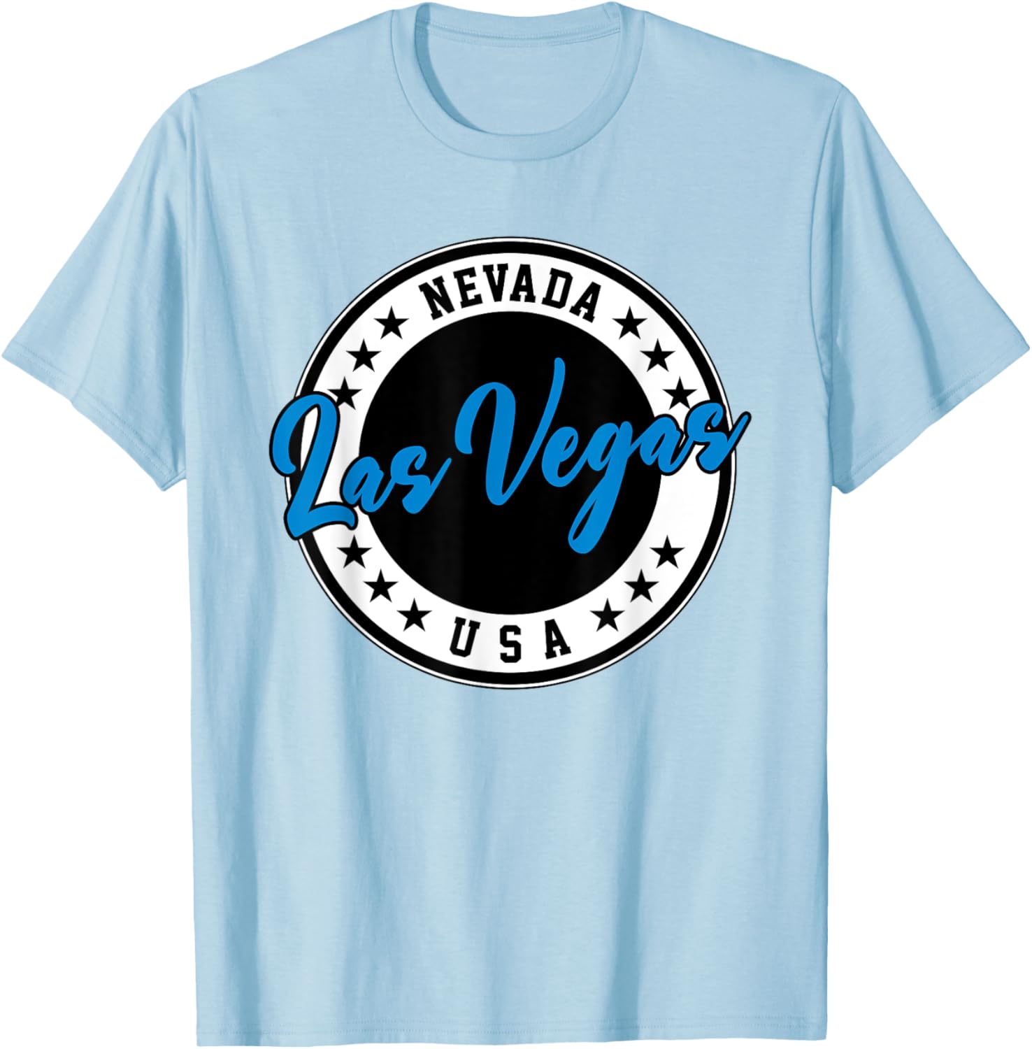 Las Vegas Nevada Blue Circle Script T-Shirt for Casual Style Fans - 17