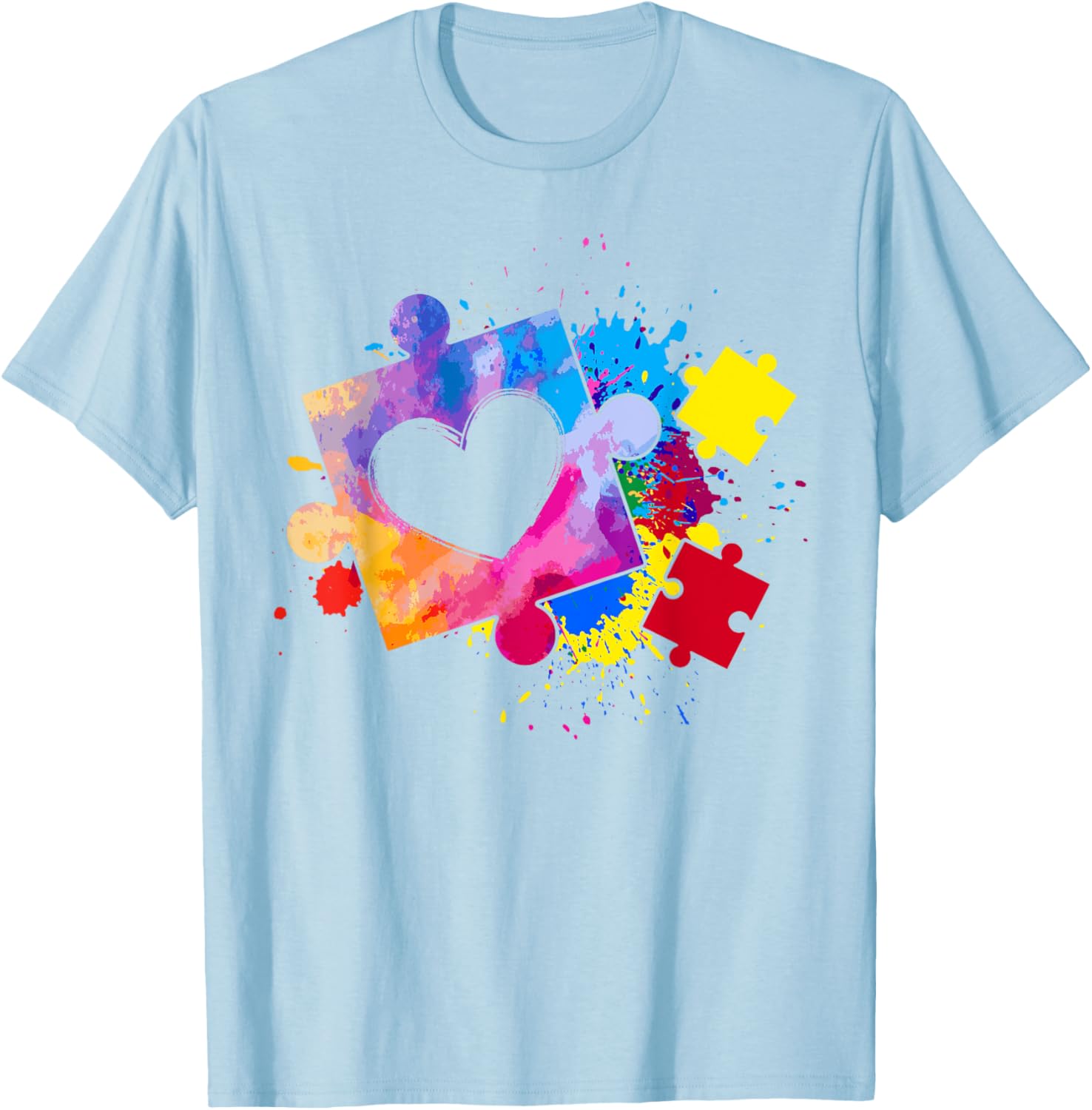 Autism Awareness Tie Dye Puzzle Piece Heart Kids T-Shirt for Boys and Girls - 5