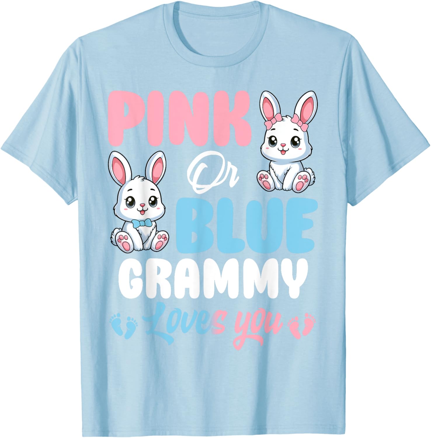 Pink or Blue Grammy Loves You Bunny Gender Reveal Party T-Shirt - 8