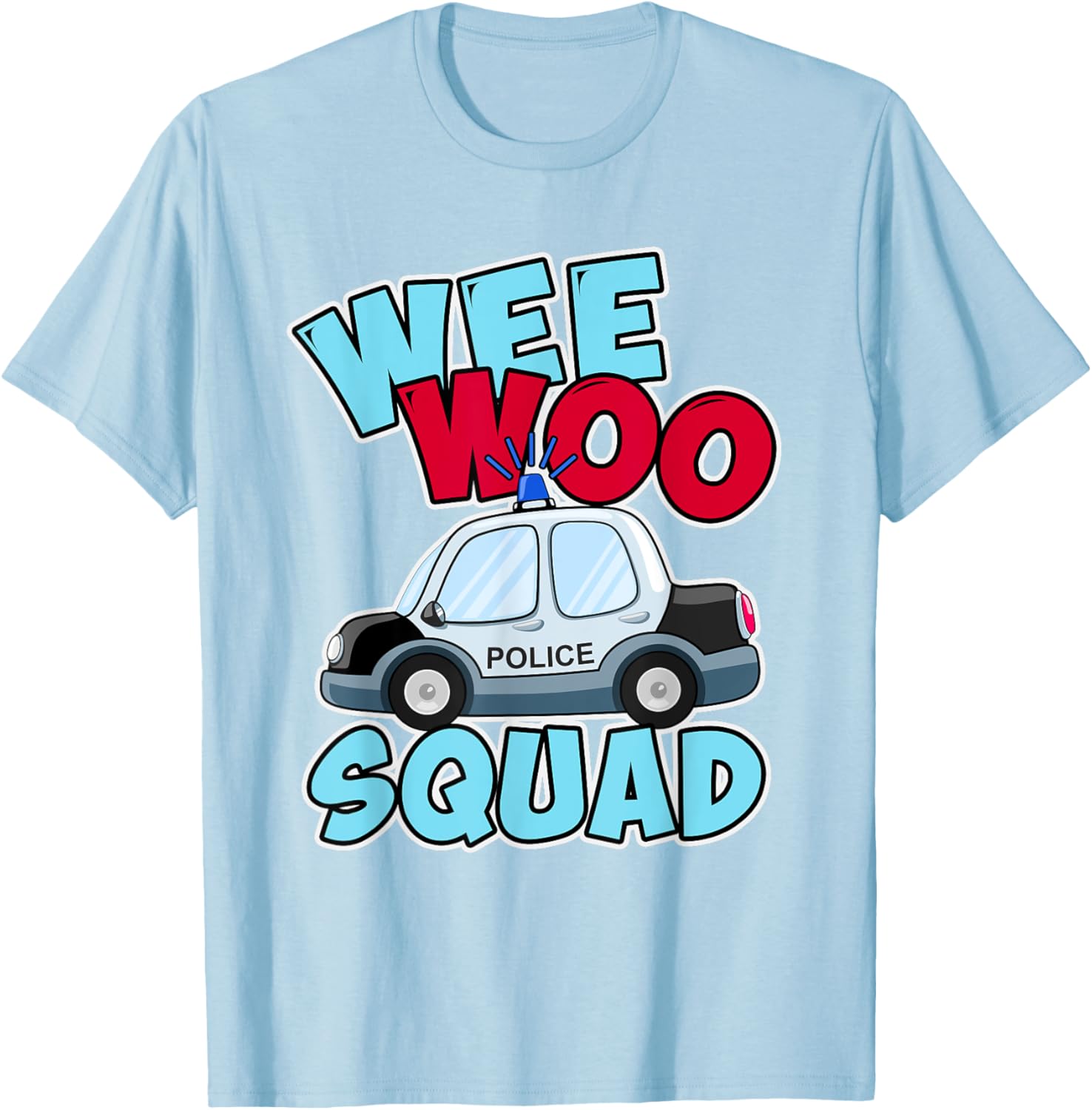 Wee Woo Squad Police Car T-Shirt for Kids - Fun Policeman Design - 9