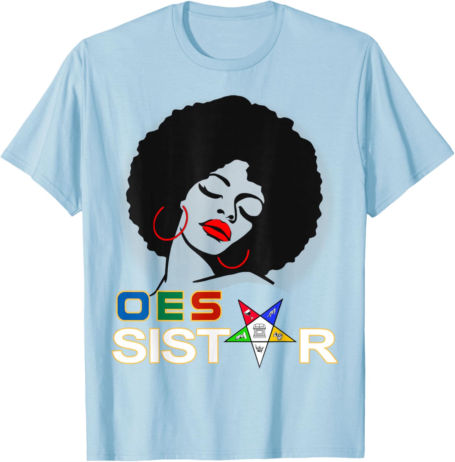 Beautiful Red Afro Earrings and Sistar Eastern Star T-Shirt for Girls - 22