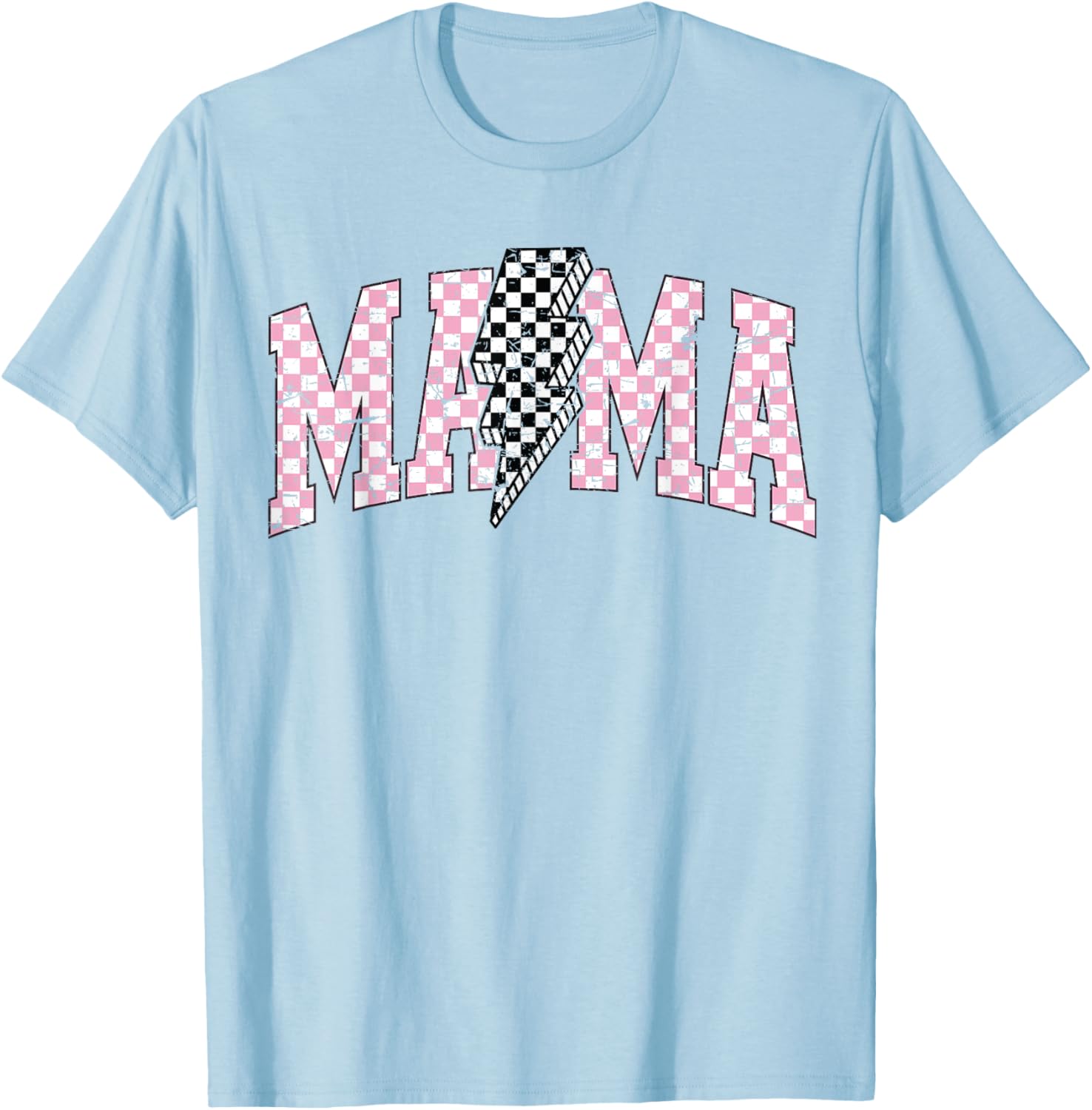 Retro Checkered Bolt Mama T-Shirt for Women, Men, Girls, and Kids - 1