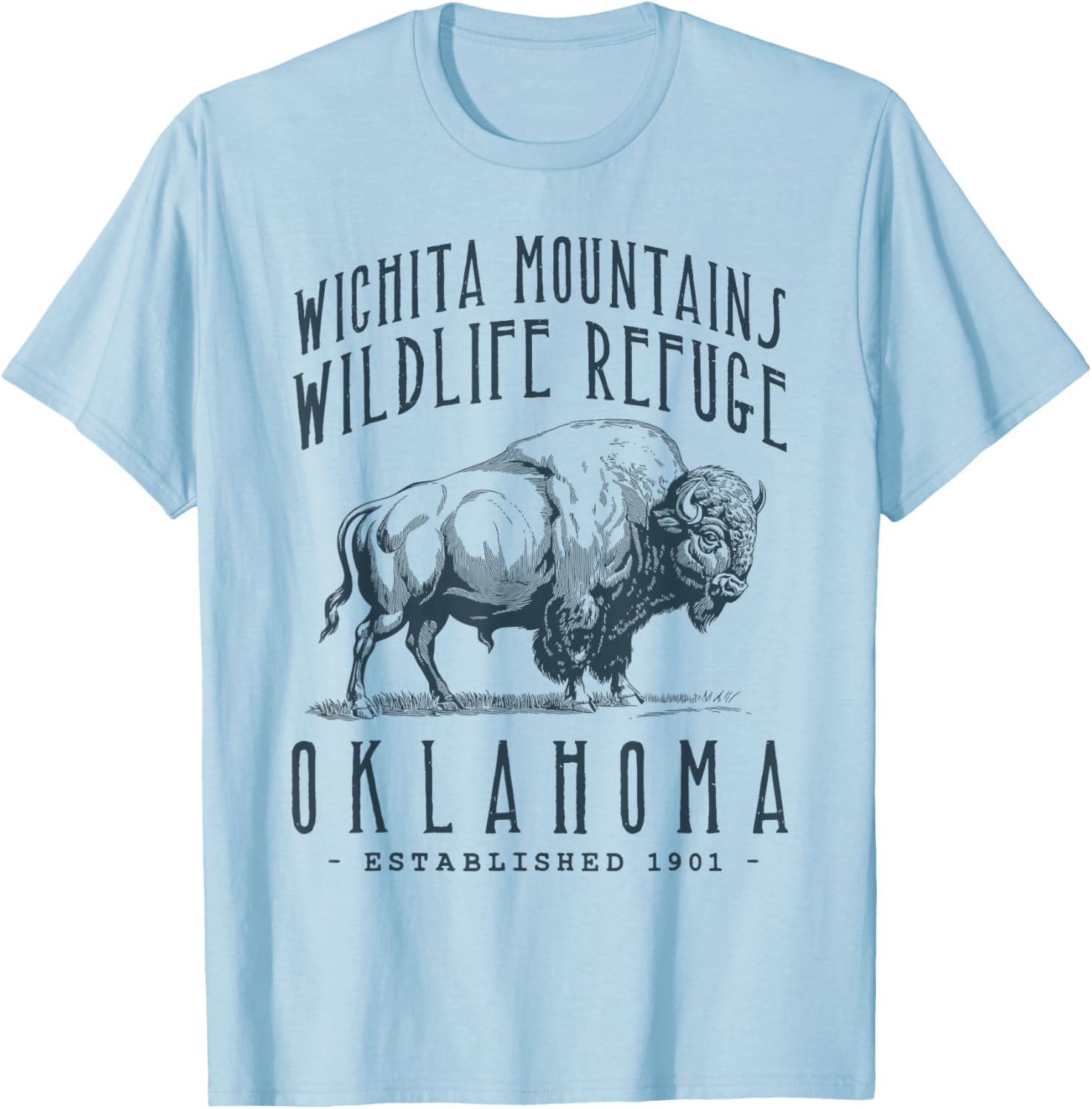 Wichita Mountains Bison Design T-Shirt for Nature Lovers and Adventurers - 7