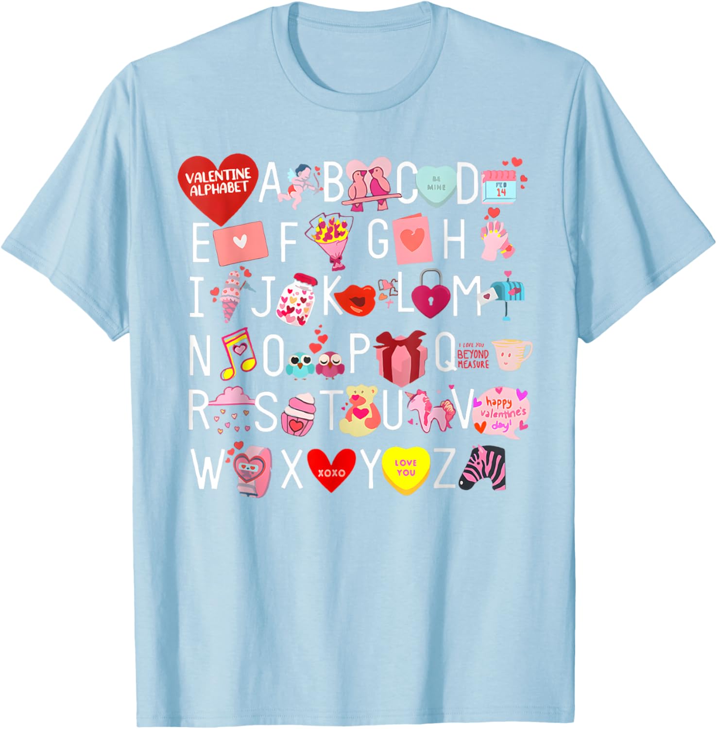 Funny ABC Teacher Appreciation Valentine's Day T-Shirt for Educators - 1