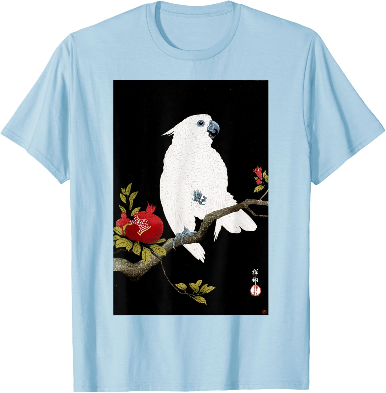 Koson Ohara Cockatoo and Pomegranate Japanese Art Bird T-Shirt - 8