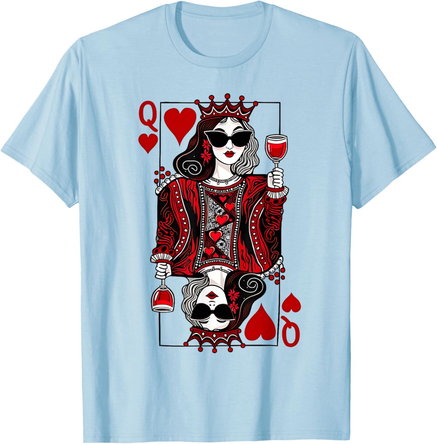 Queen of Hearts Wine Lover T-Shirt for Women - Perfect Gift Idea! - 5