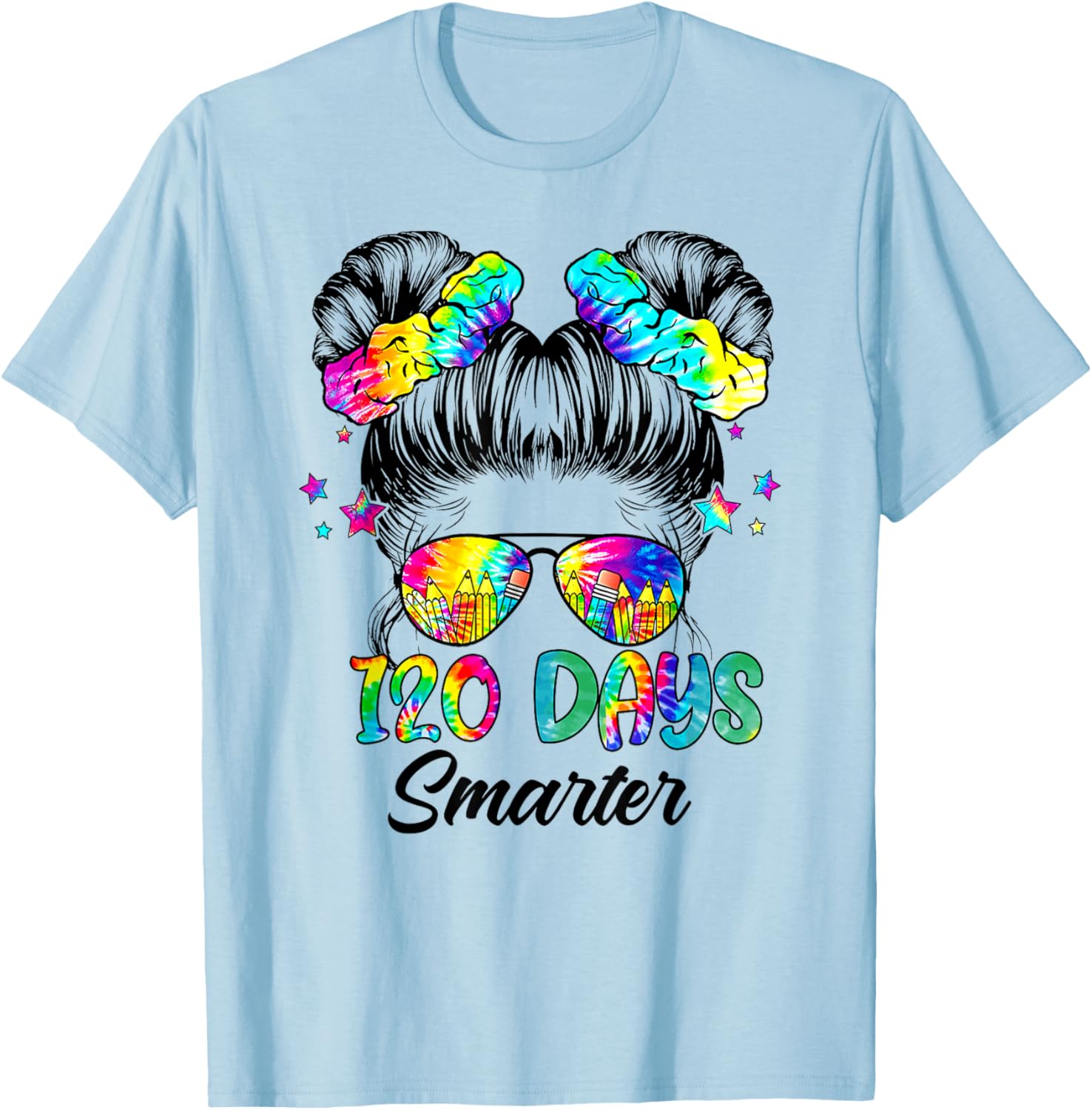 Messy Bun 120 Days of School Tie Dye Shirt for Smart Students - 6