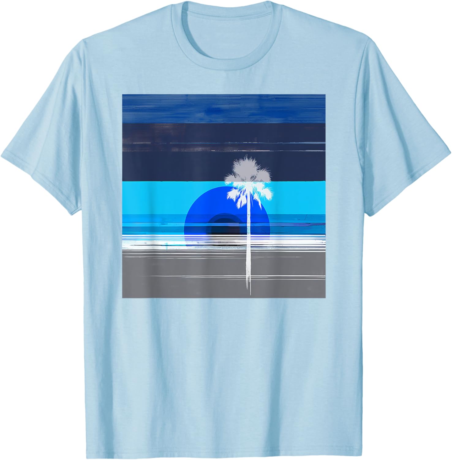 Stylish Palm Tree Tropical Landscape Abstract Art T-Shirt for Trendy Wear - 28