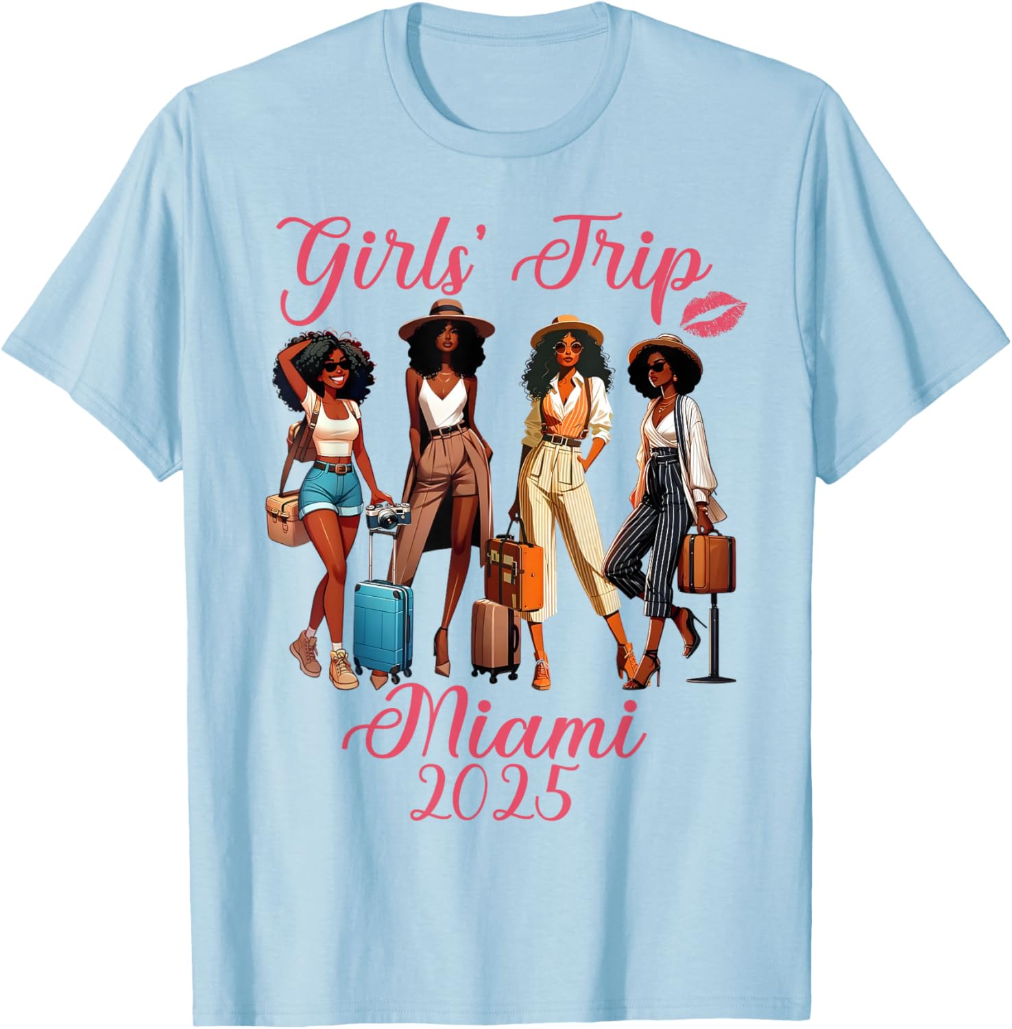 Miami Girls Trip 2025 Birthday Squad T-Shirt for Black Girls Fun Vacation - 18