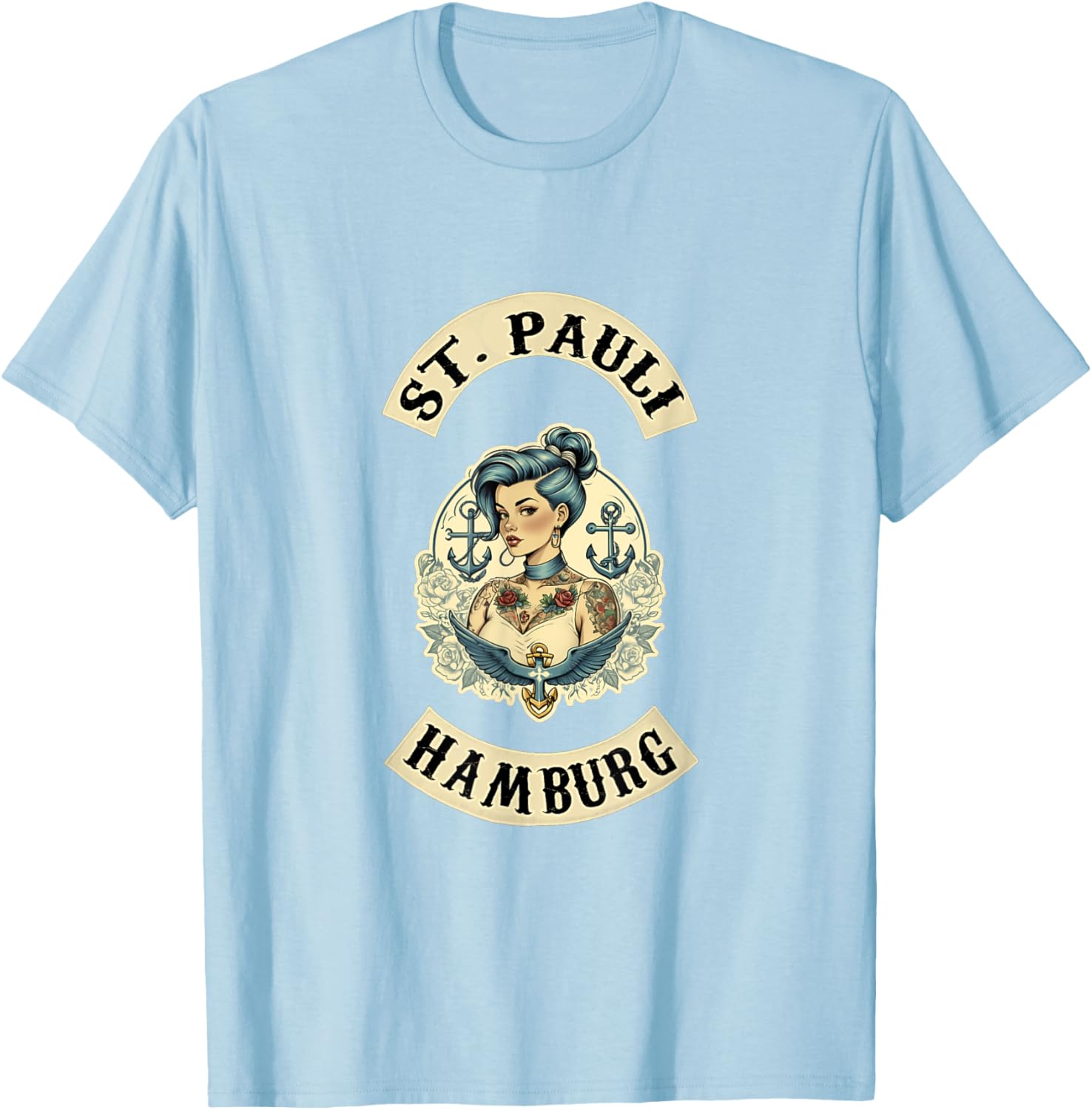 Hamburg St. Pauli Reeperbahn Sailor Tattoo Girl T-Shirt for Fans - 12