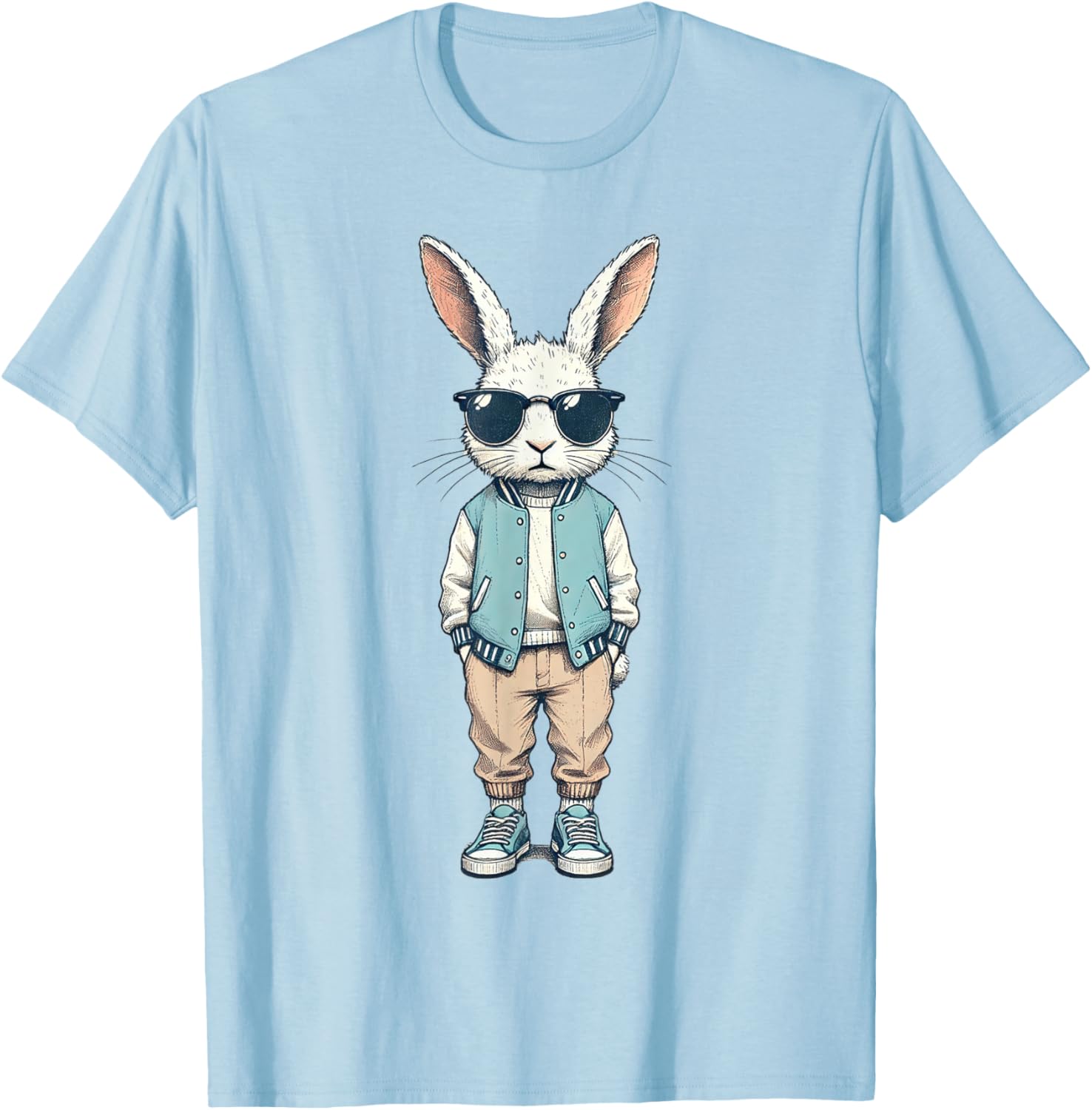 Boys Easter Bunny Rabbit T-Shirt with Sunglasses for Kids and Men - 12
