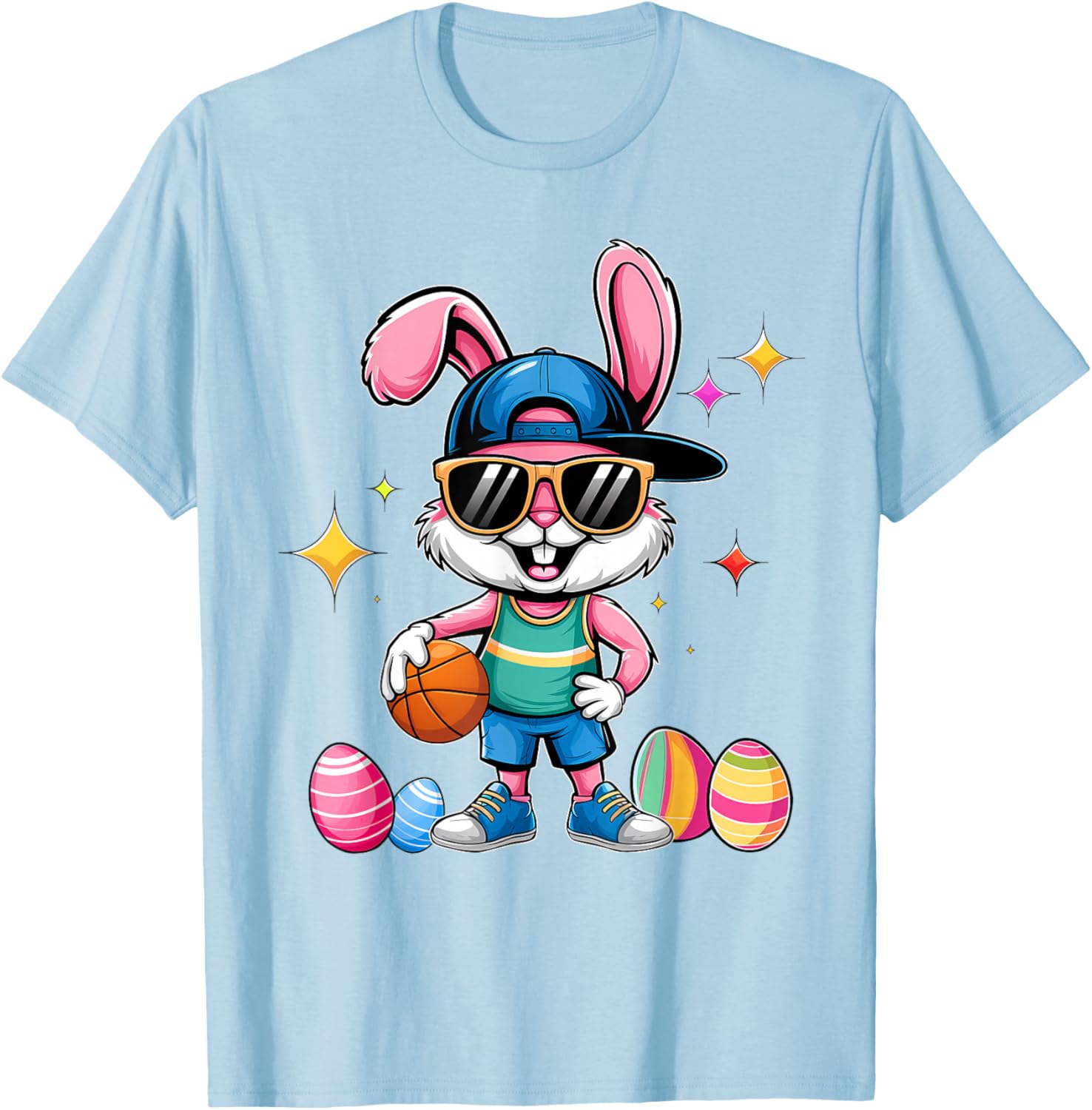 Happy Easter Bunny Basketball T-Shirt for Kids - Fun Sporty Design - 19