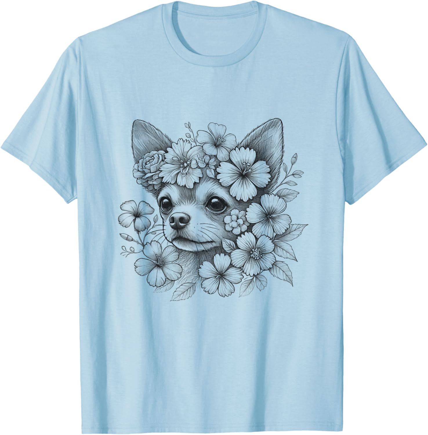 Floral Chihuahua T-Shirt for Girls and Women - Cute Dog Flower Design - 5