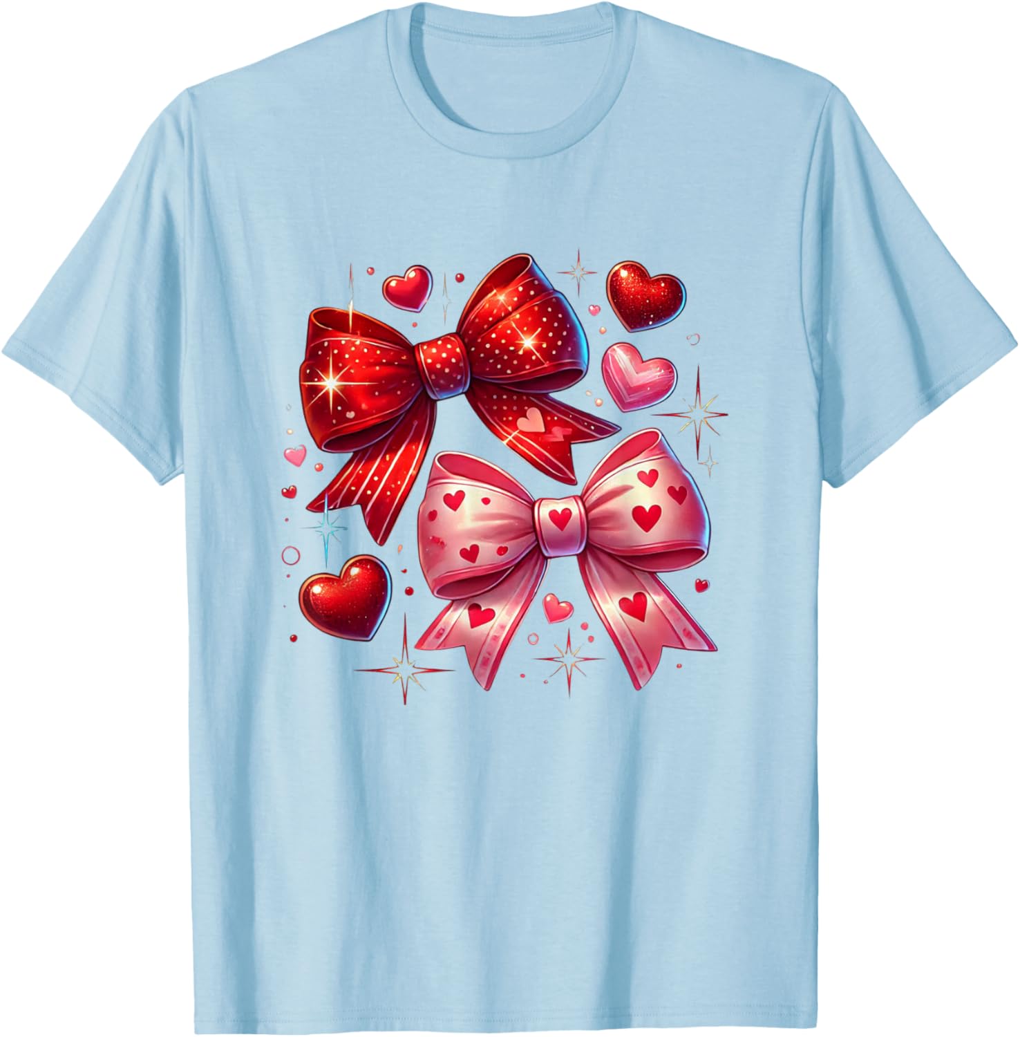 Heart Bows and Stars Romantic Love T-Shirt for Couples and Gifting - 5
