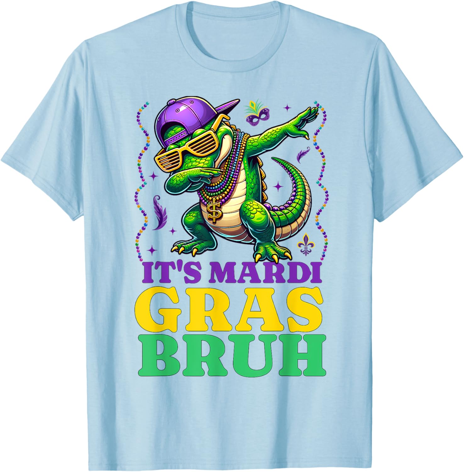 Mardi Gras Dabbing Alligator T-Shirt for Fun Costume Parades - 10