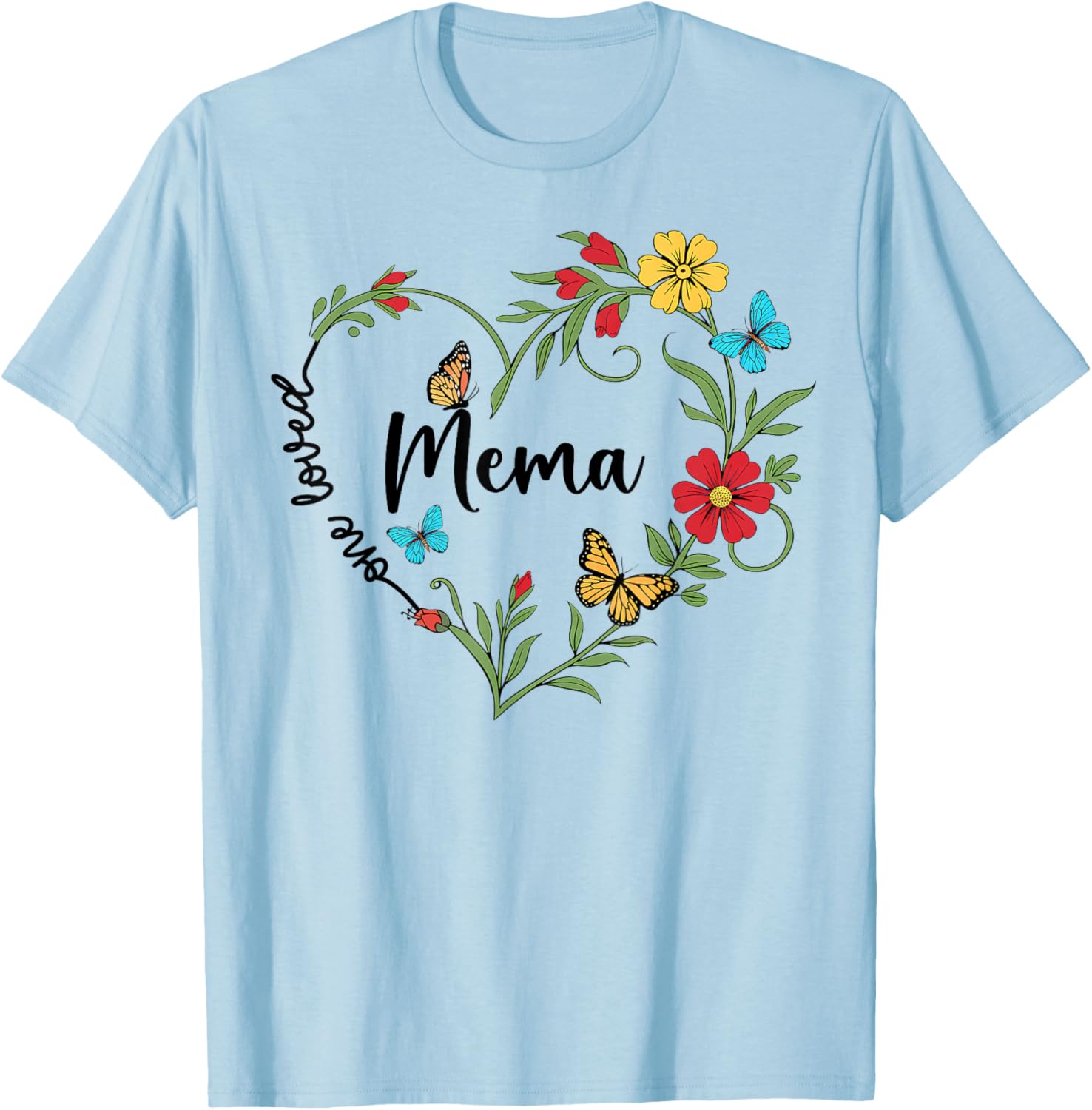 Floral One Loved Mema Heart T-Shirt for Mom and Grandma on Mother's Day - 6