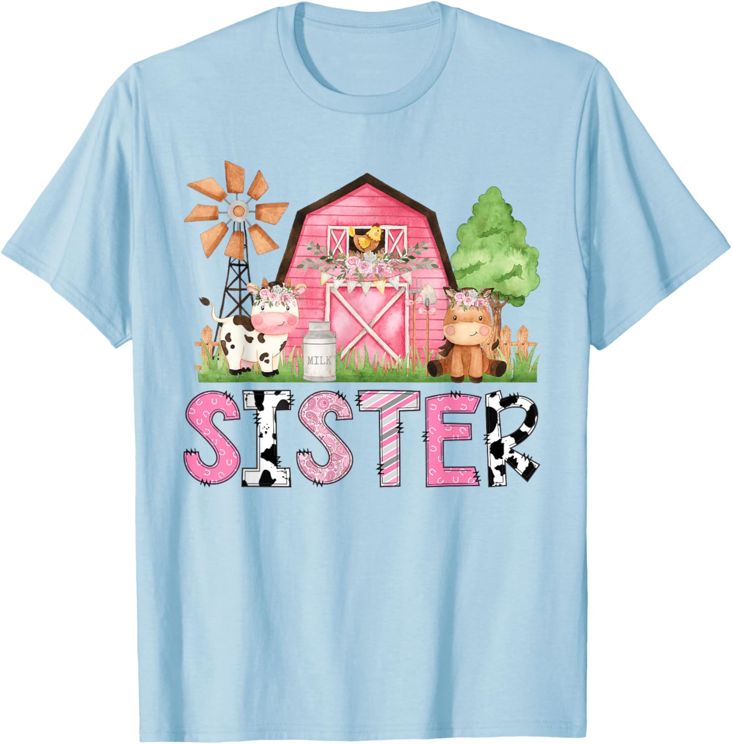 Sister Pink Farm Animal Birthday Matching Family T-Shirt for Kids - 4