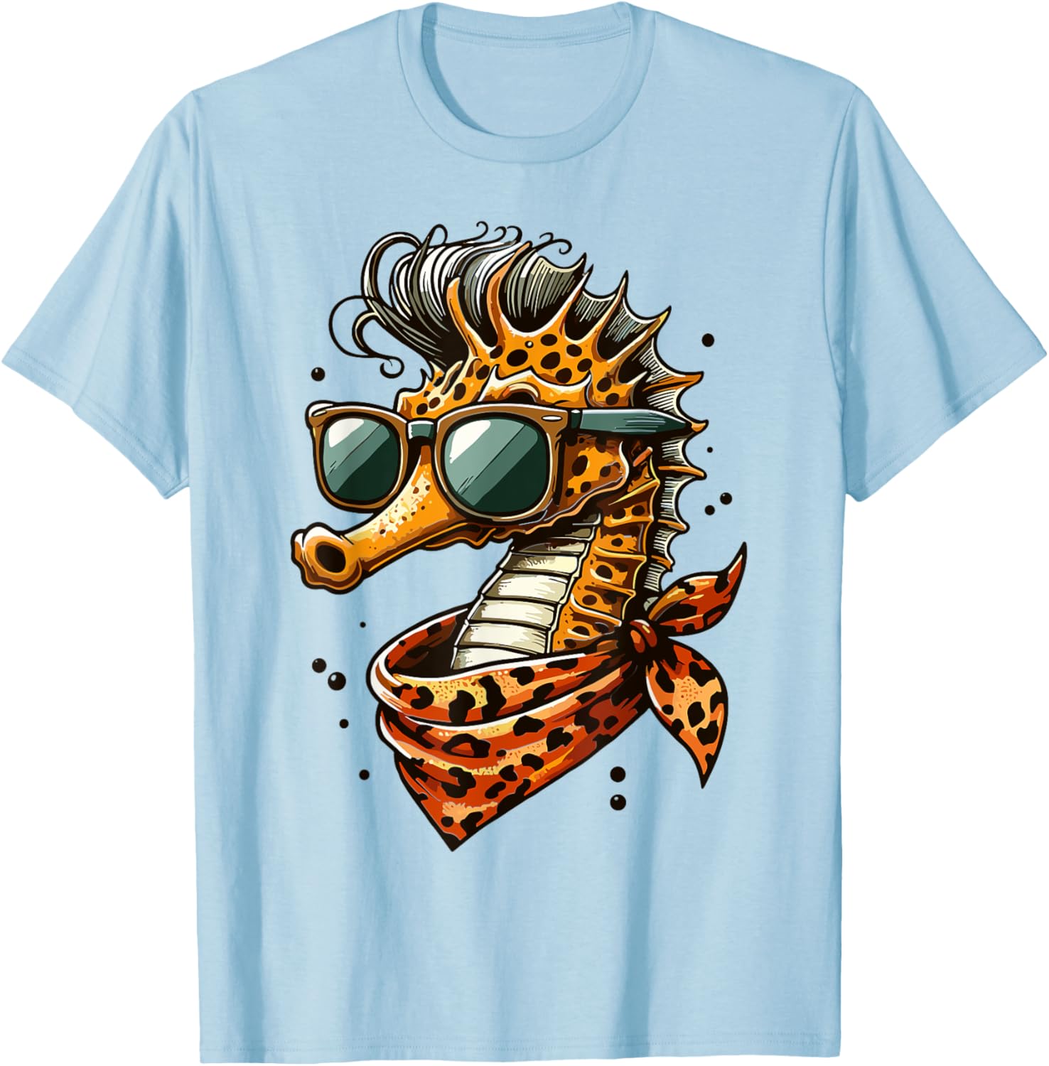 Seahorse with Leopard Scarf and Sunglasses Fun T-Shirt for Animal Lovers - 14