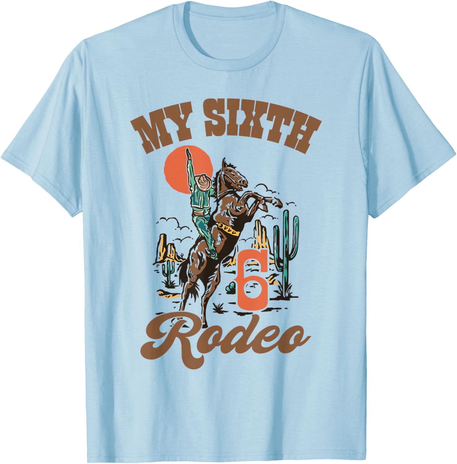 My Sixth Rodeo Retro Western Cowboy Birthday T-Shirt for Kids - 3
