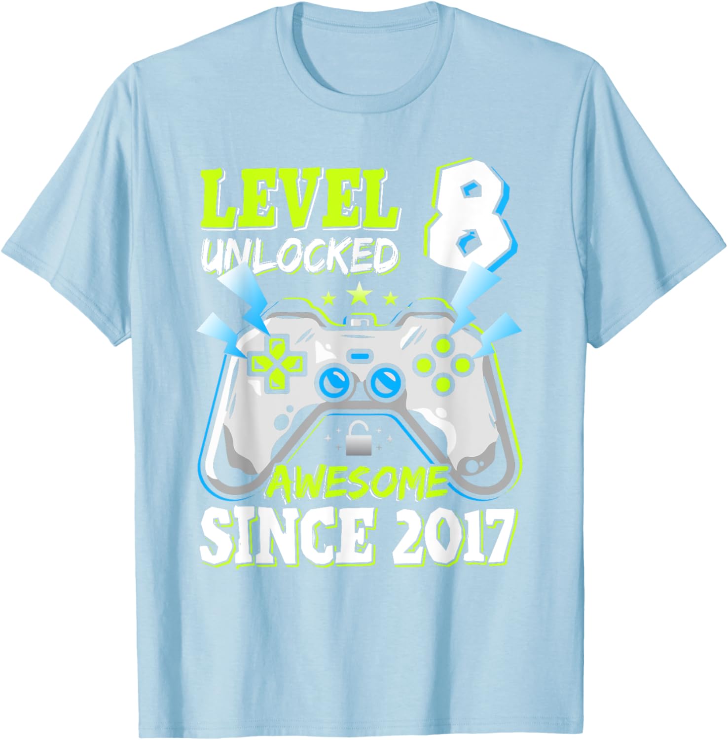 Level 8 Unlocked 2017 Video Game Birthday T-Shirt for Boys - 9