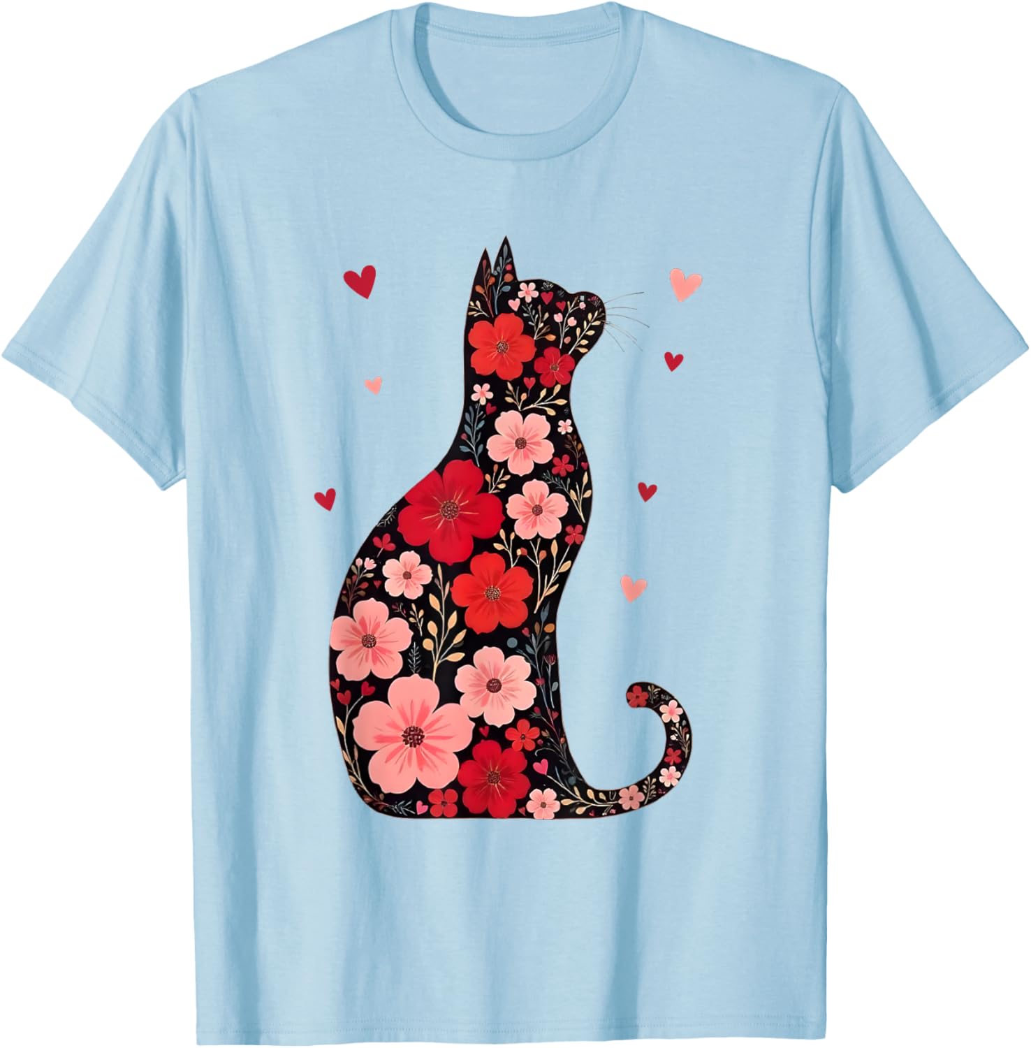 Happy Meowentine's Day Floral Cat T-Shirt for Women - Cute Valentine's Gift - 7