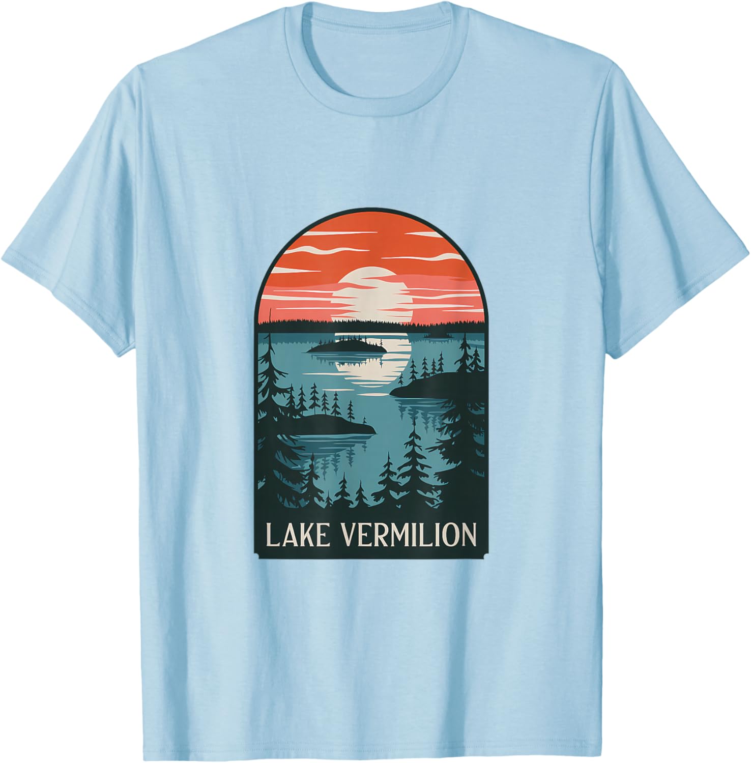 Lake Vermilion Sunset Reflection T-Shirt for Nature Lovers and Adventurers - 1