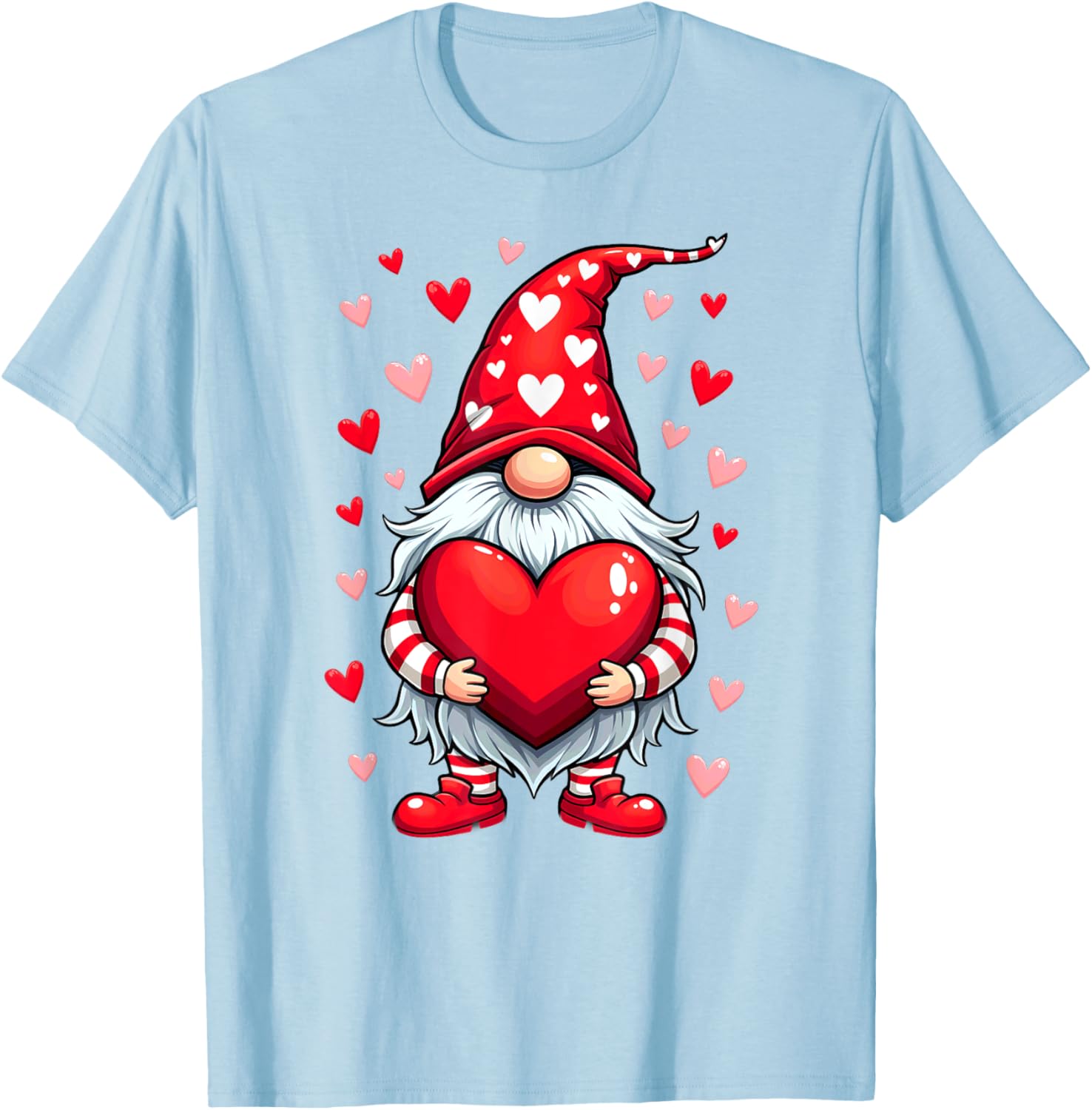 Adorable Valentine's Day Gnome T-Shirt with Red Heart Design - 16
